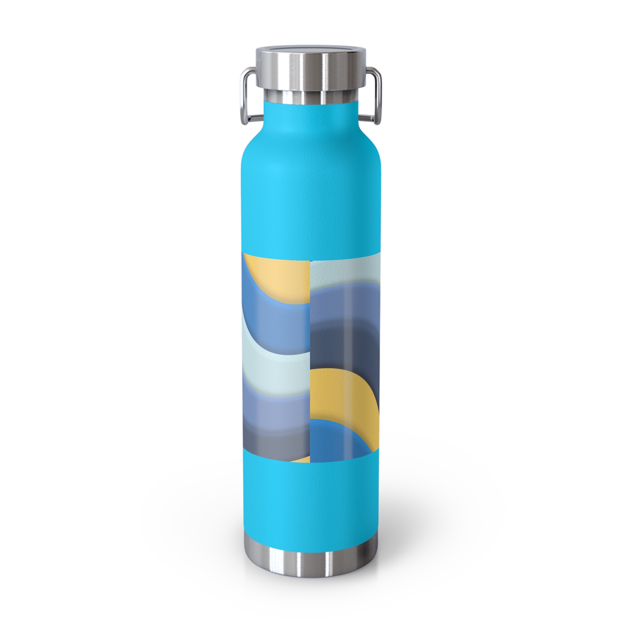 22oz Abstract Blue and Yellow Wave Vacuum Insulated Bottle - Image 34