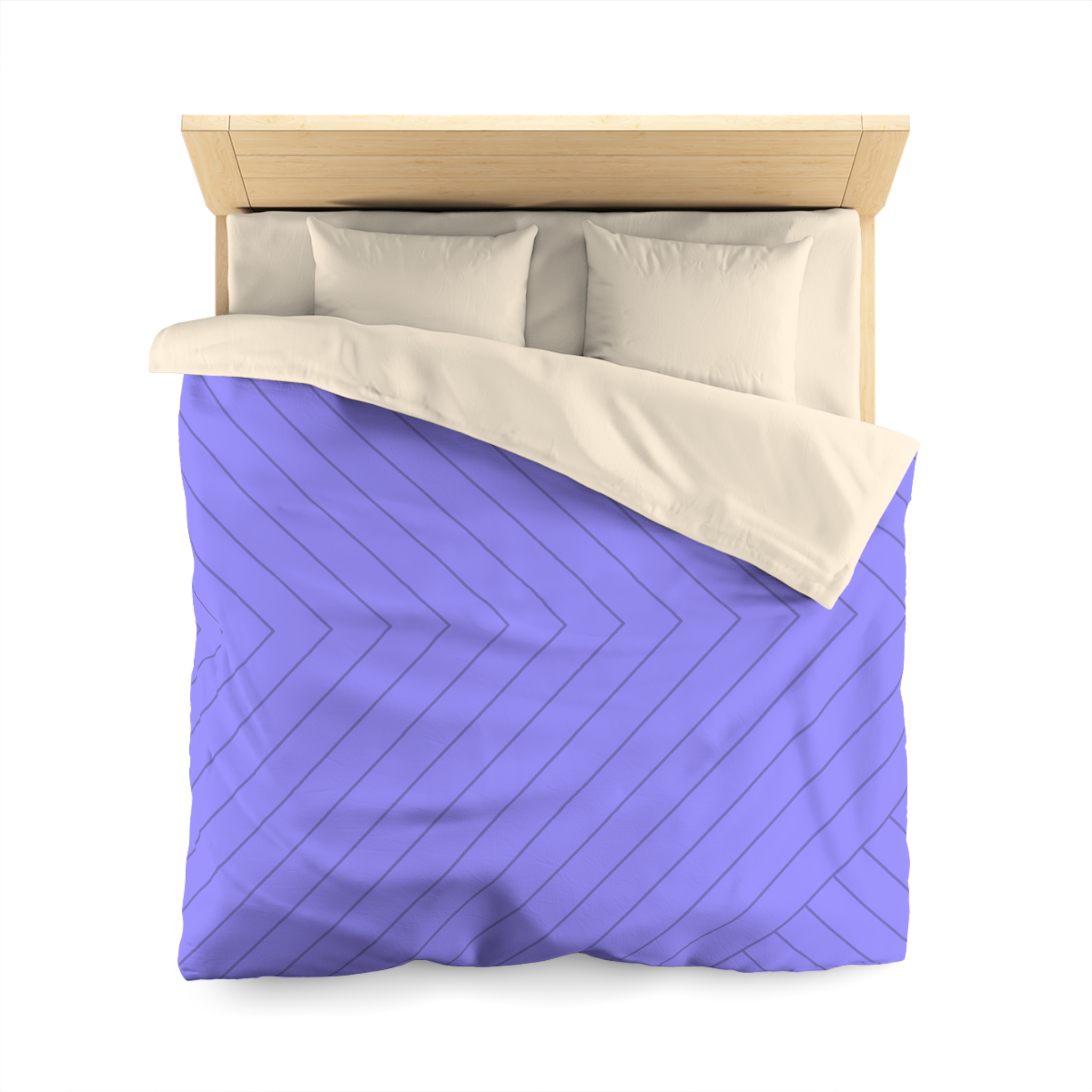 Lavender Geometric Duvet Cover — Modern Chevron Striped Microfiber - Image 5