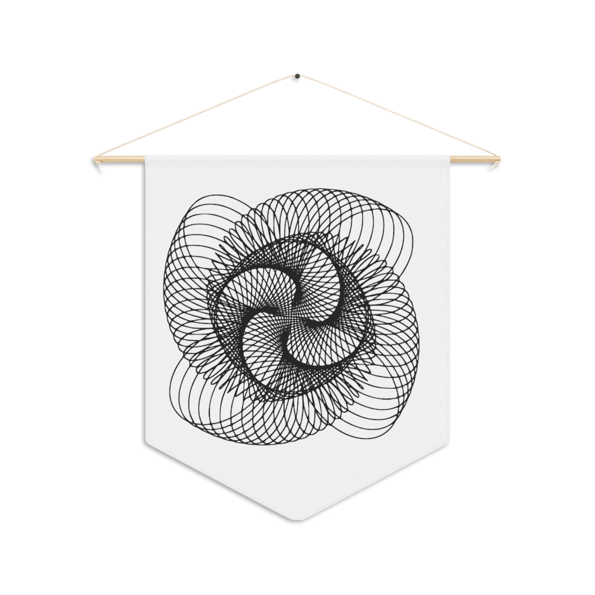 Geometric Spiral Pennant — Minimal Black Line Art Wall Banner - Image 2