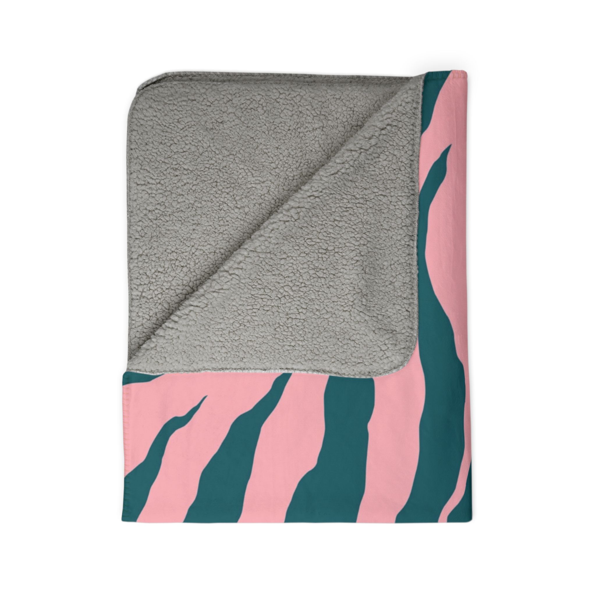 Pink Teal Zebra Print Sherpa Blanket — Cozy Fleece Throw for Home, Dorm & Gifts - Image 9