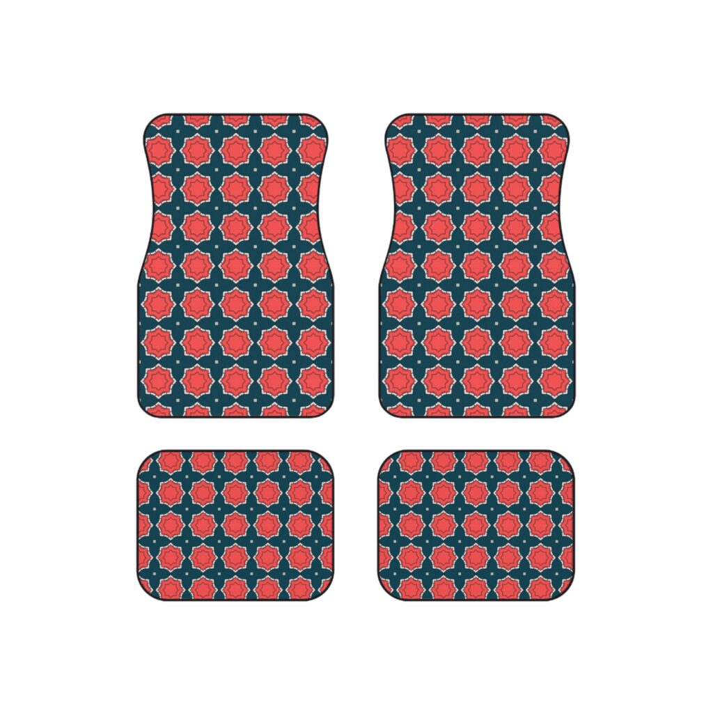 Geometric Floral Pattern Car Mats Set of 4