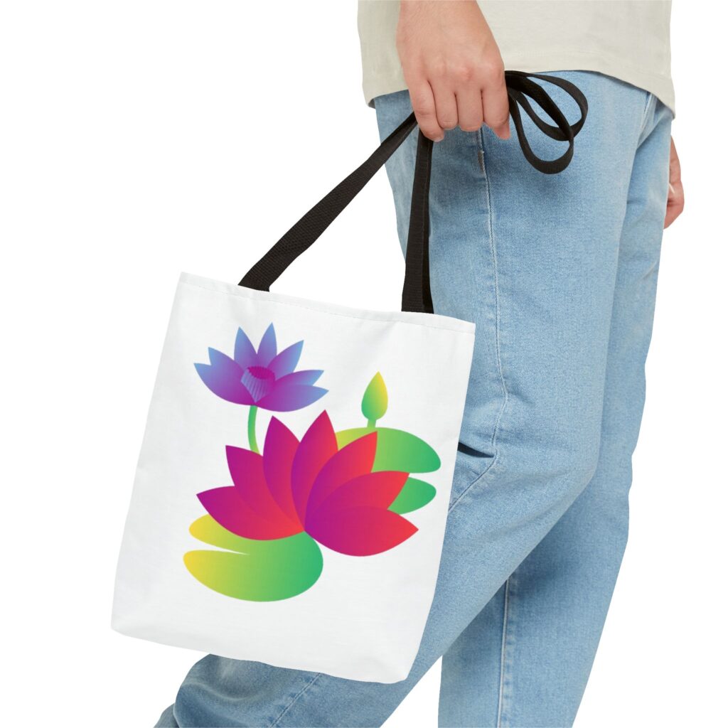 Colorful Lotus Tote Bag — Vibrant Floral AOP Beach & Market Bag