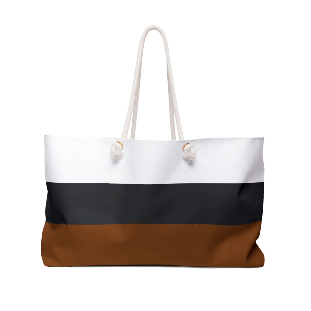 Neutral Colorblock Stripe Weekender Bag | White Black Brown Tote