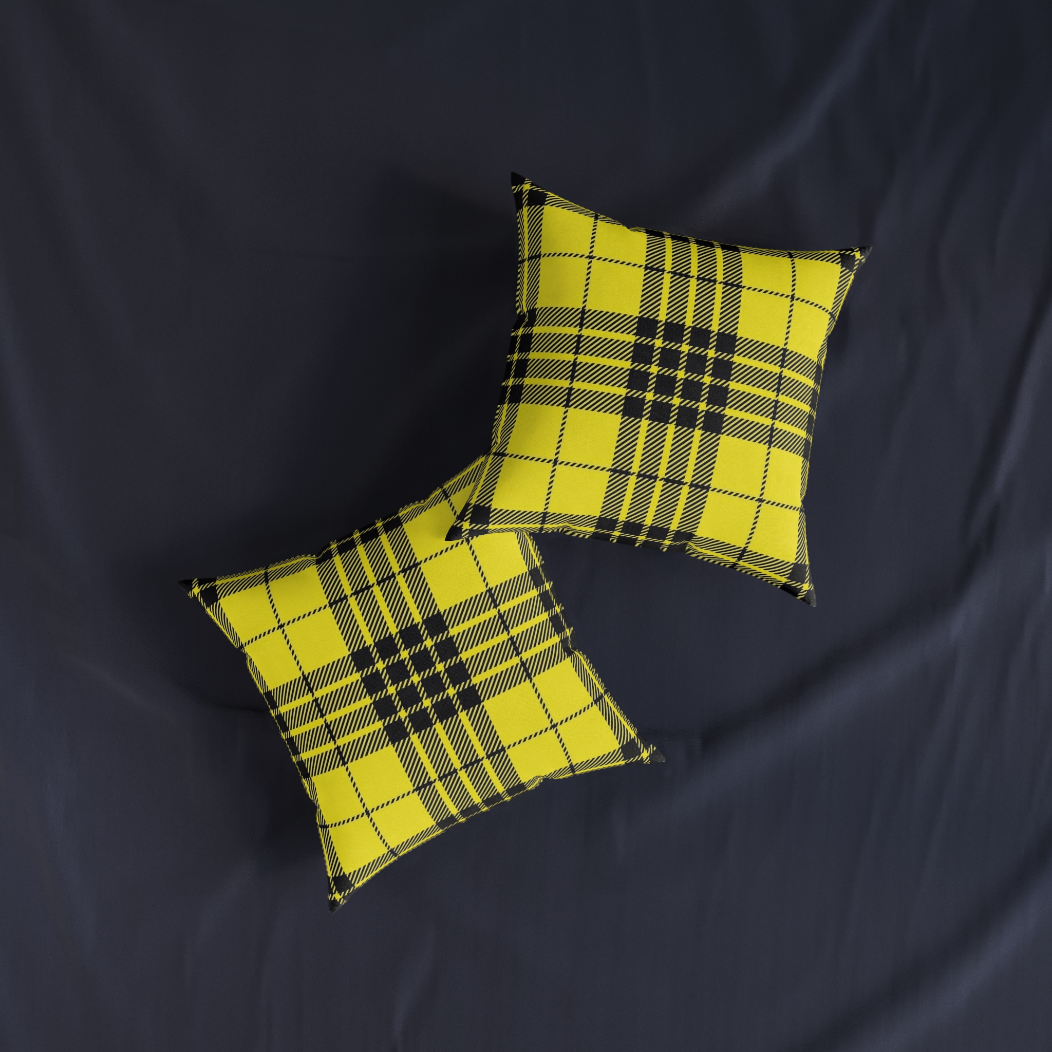Yellow Black Plaid Square Pillow - Image 4
