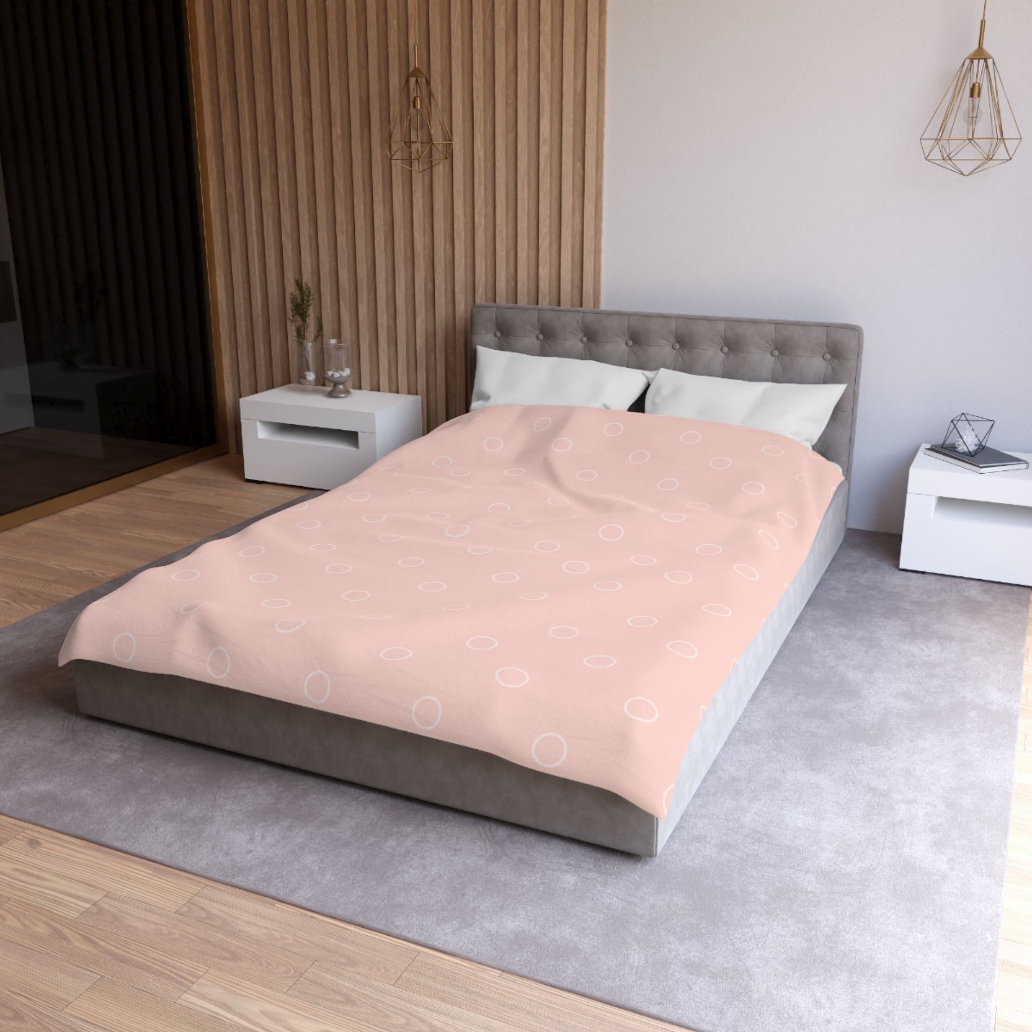 Pink Minimalist Circle Pattern Microfiber Duvet Cover - Image 12