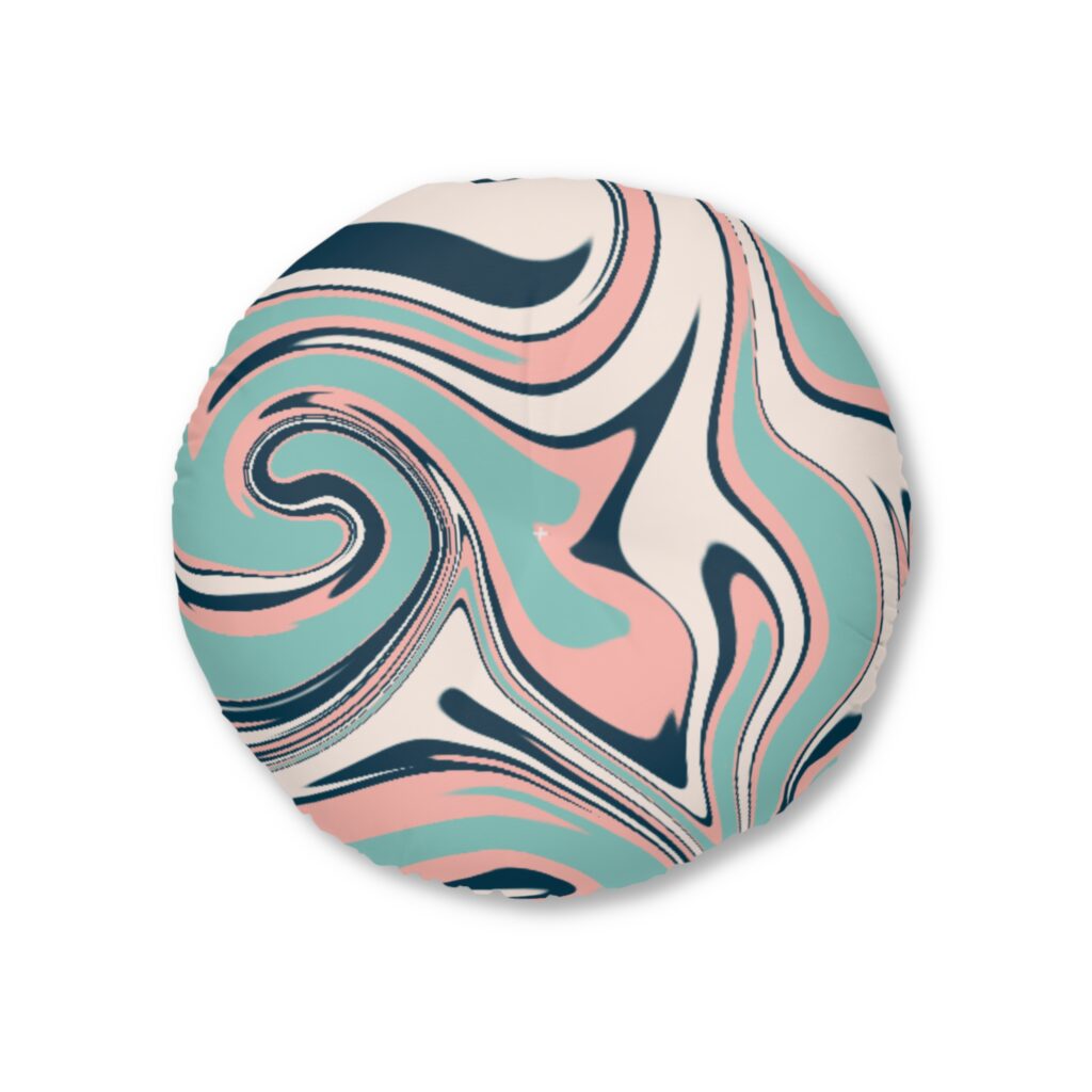 Pastel Marble Swirl Tufted Floor Pillow | Round