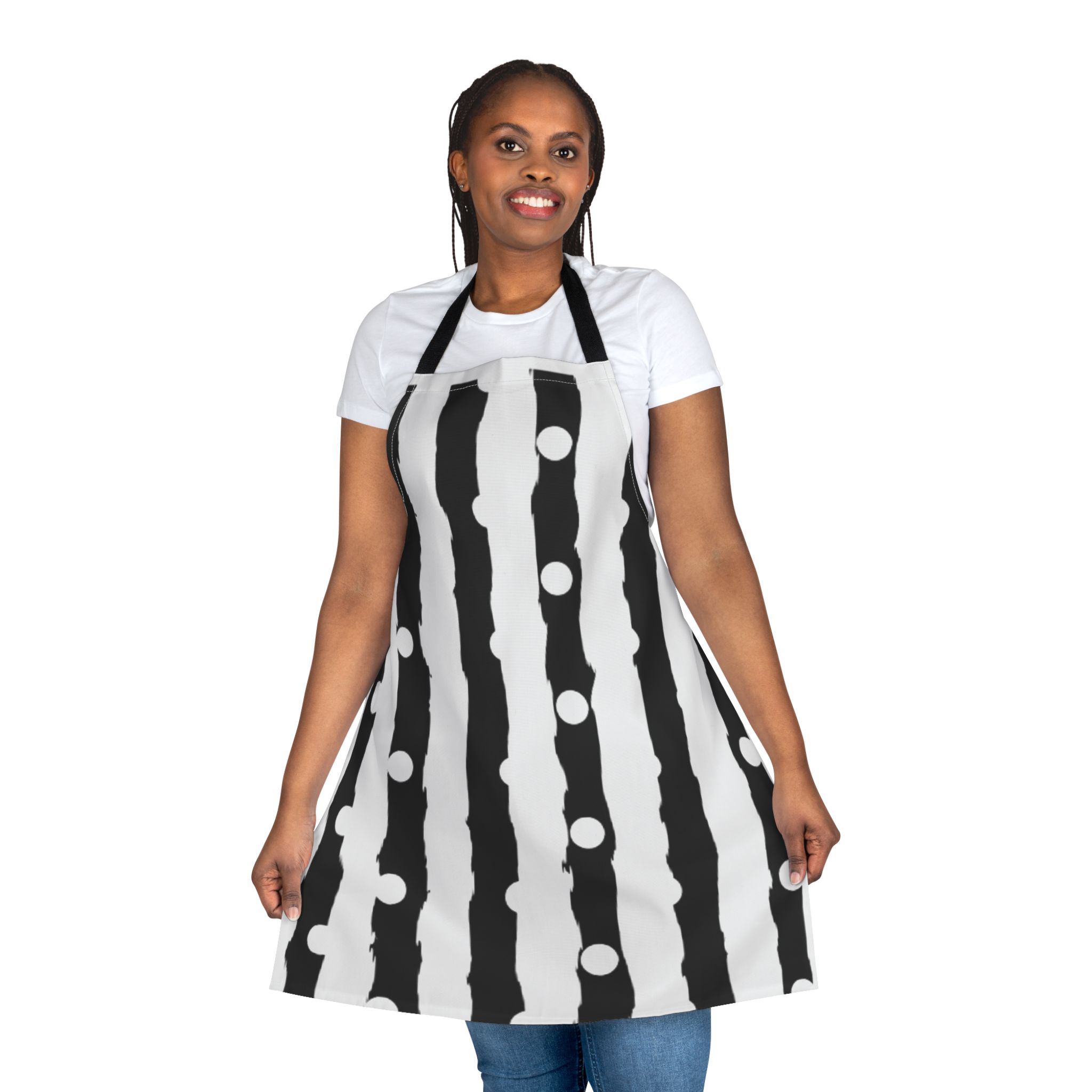 Monochrome Striped Dot Apron — Modern Black & White Kitchen Apron - Image 16