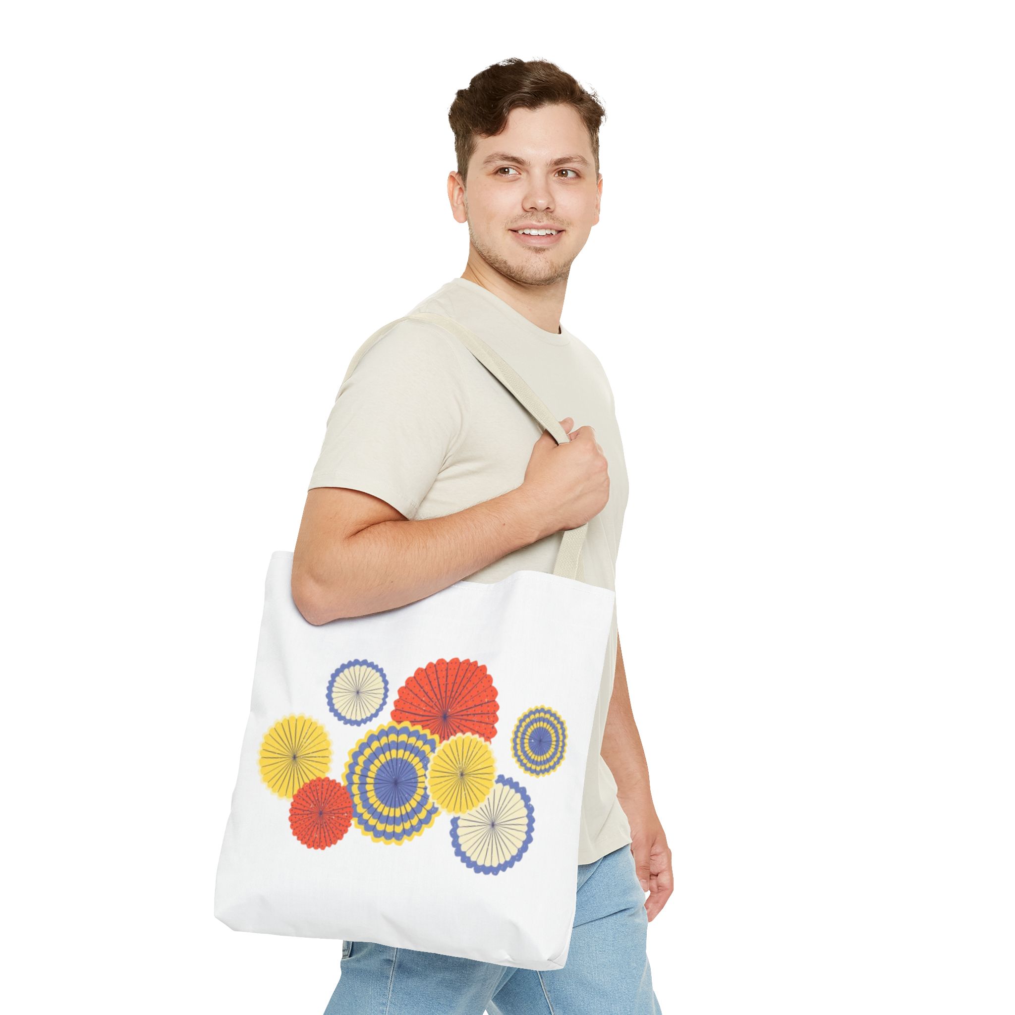 Floral Paper Fans Tote Bag — Colorful Retro Sunburst Design - Image 47