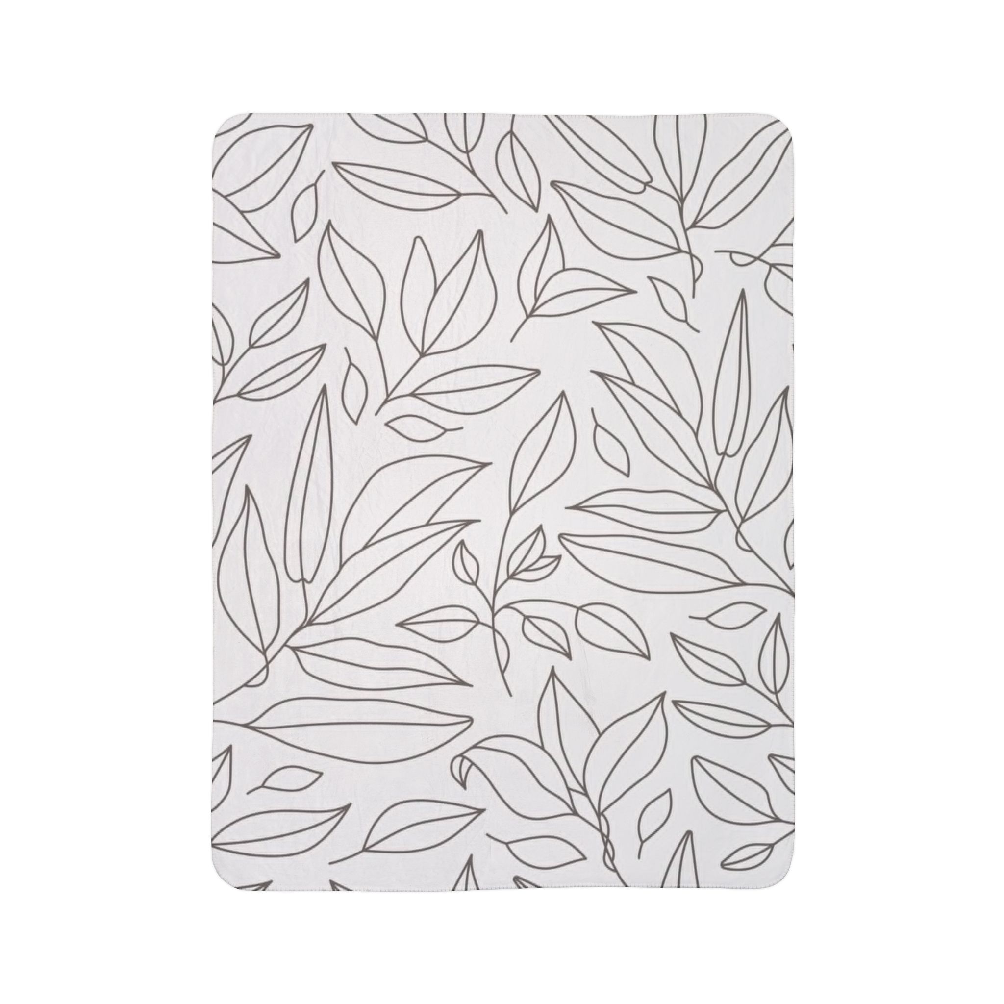 Leaf Outline Fleece Sherpa Blanket – Minimal Botanical Throw - Image 6