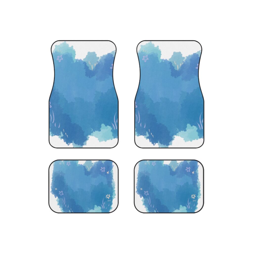 Blue Watercolor Wash Car Mats set of 4 | Abstract Splash Floor Mats