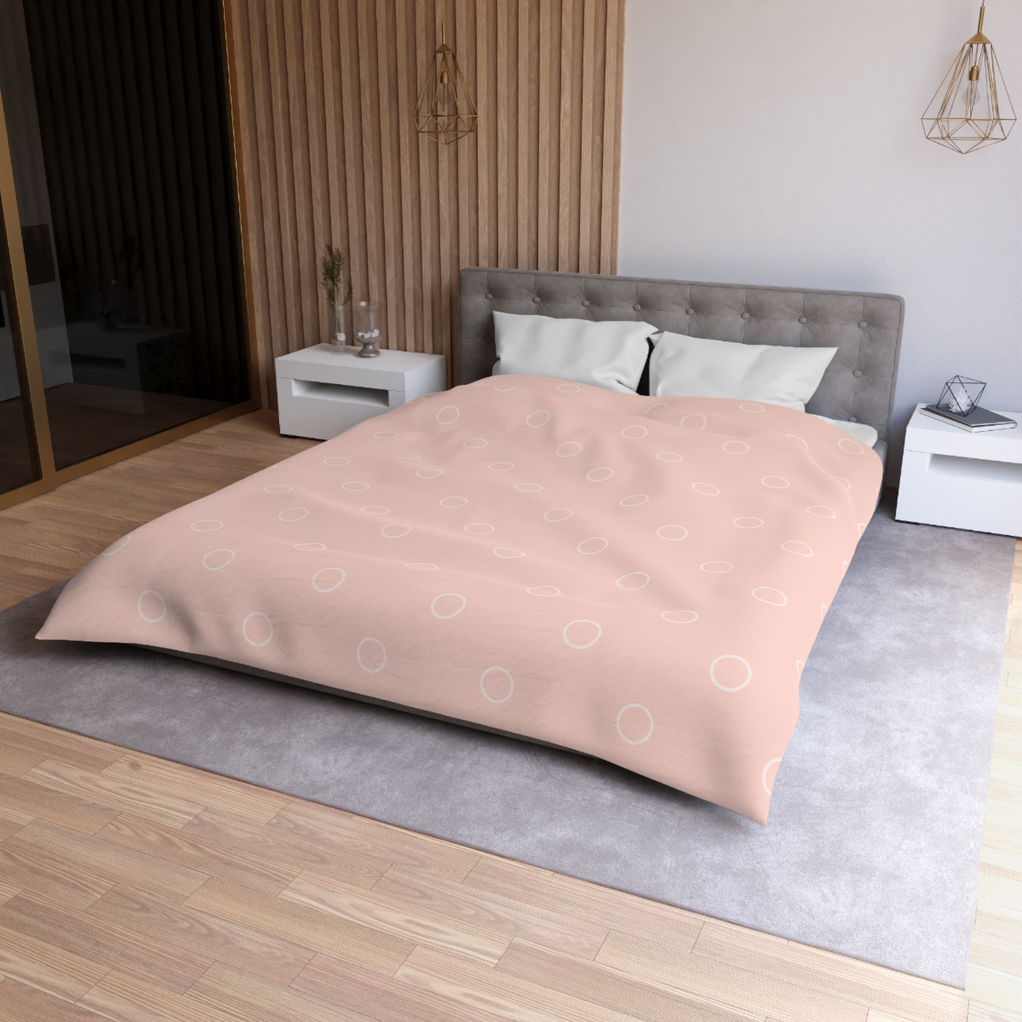 Pink Minimalist Circle Pattern Microfiber Duvet Cover - Image 15