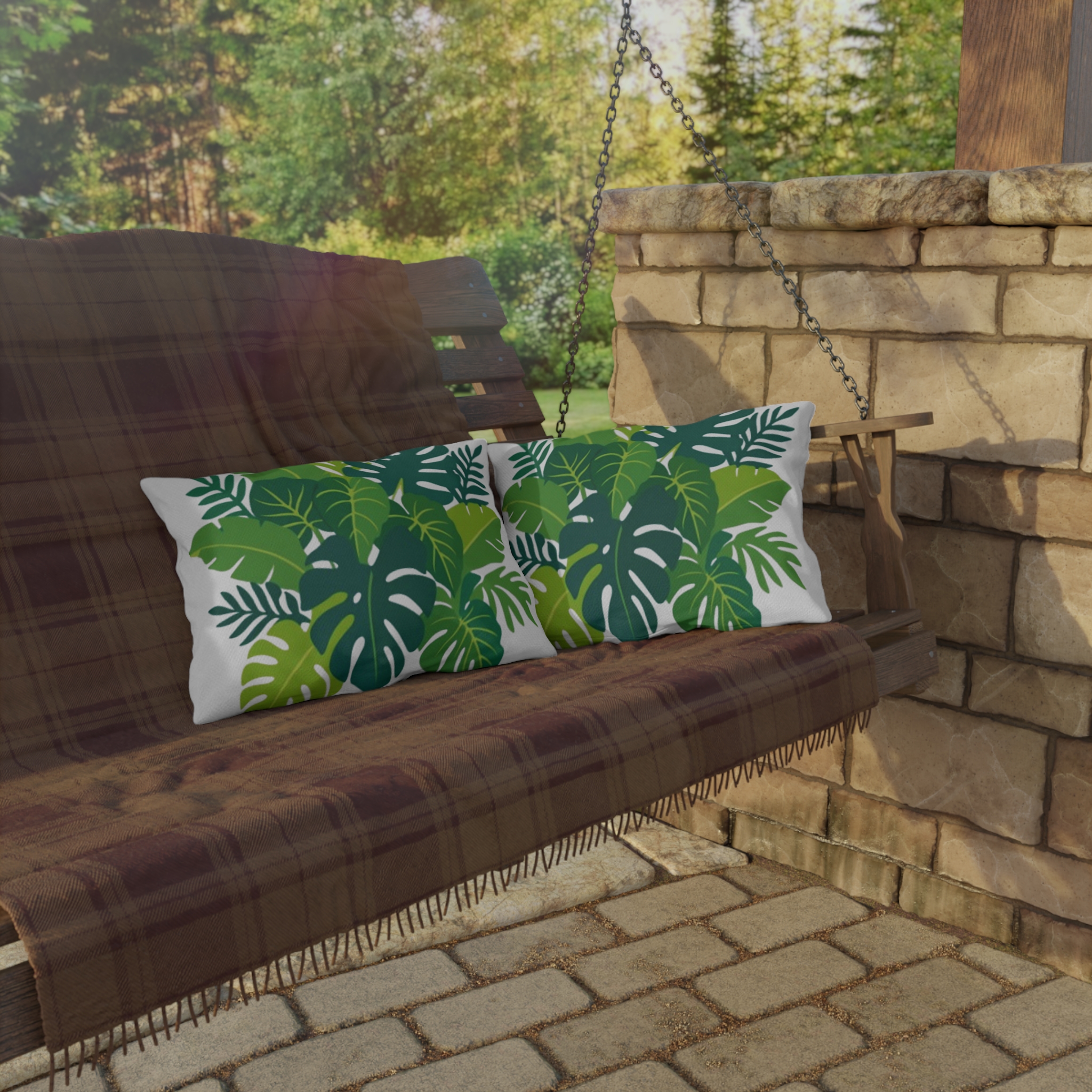 Tropical Monstera Leaf Outdoor Pillow - Image 8