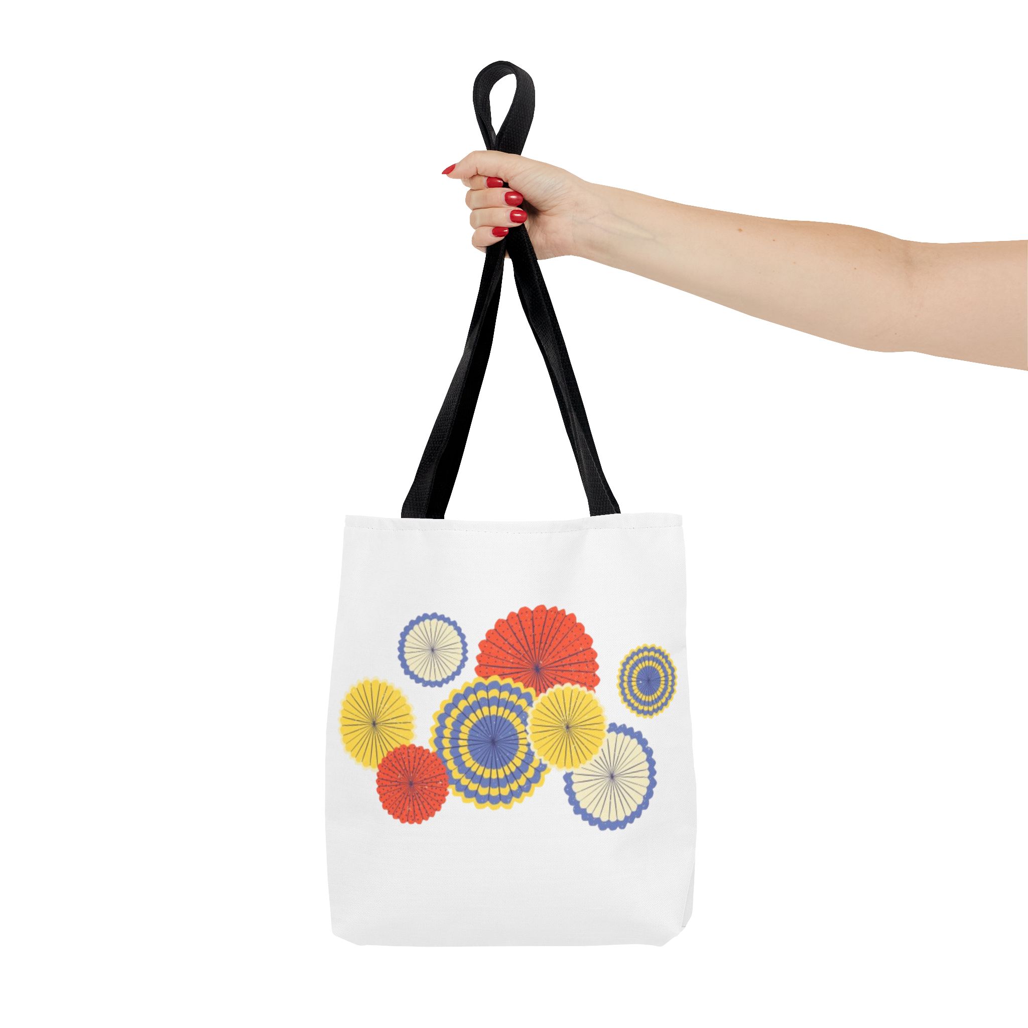 Floral Paper Fans Tote Bag — Colorful Retro Sunburst Design - Image 9