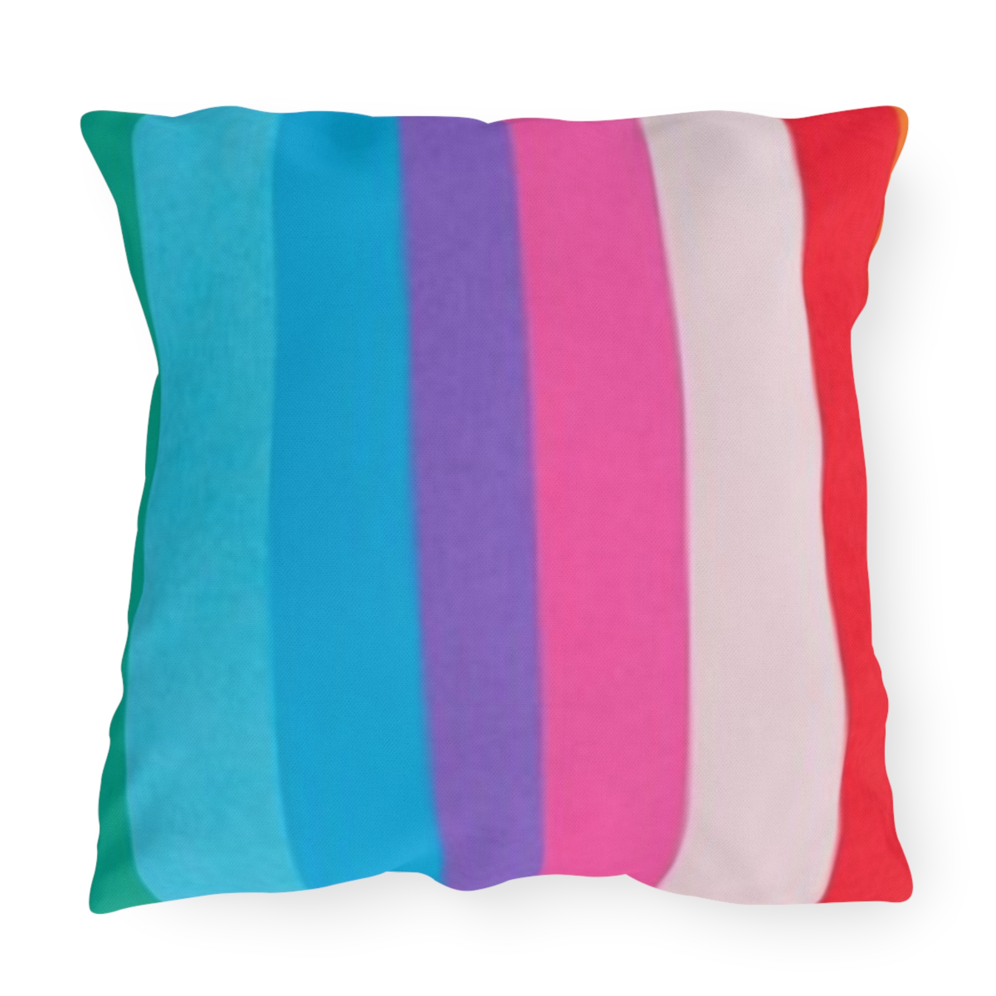Outdoor Pillow – Colorful Rainbow Striped LGBTQ+ Pride Cushion - Image 2
