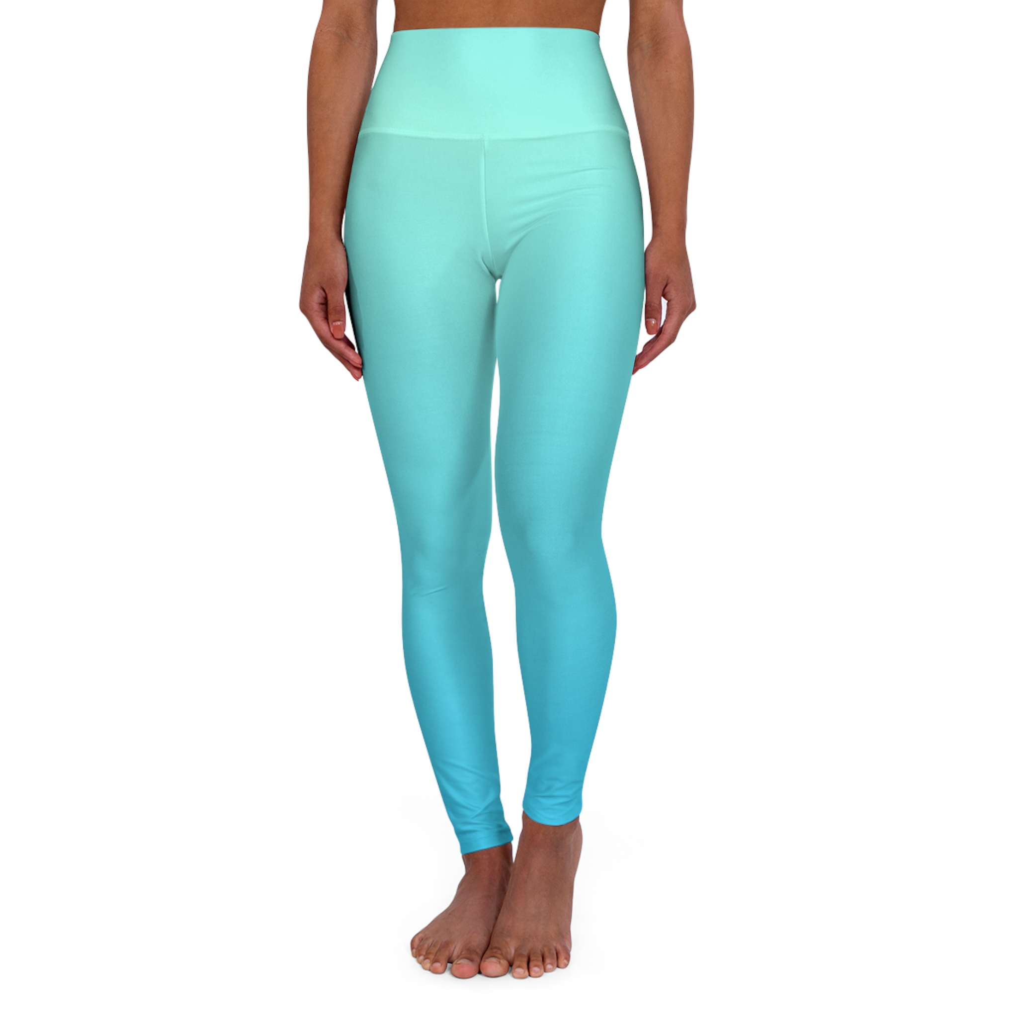 Turquoise High-Waisted Yoga Leggings - Image 2
