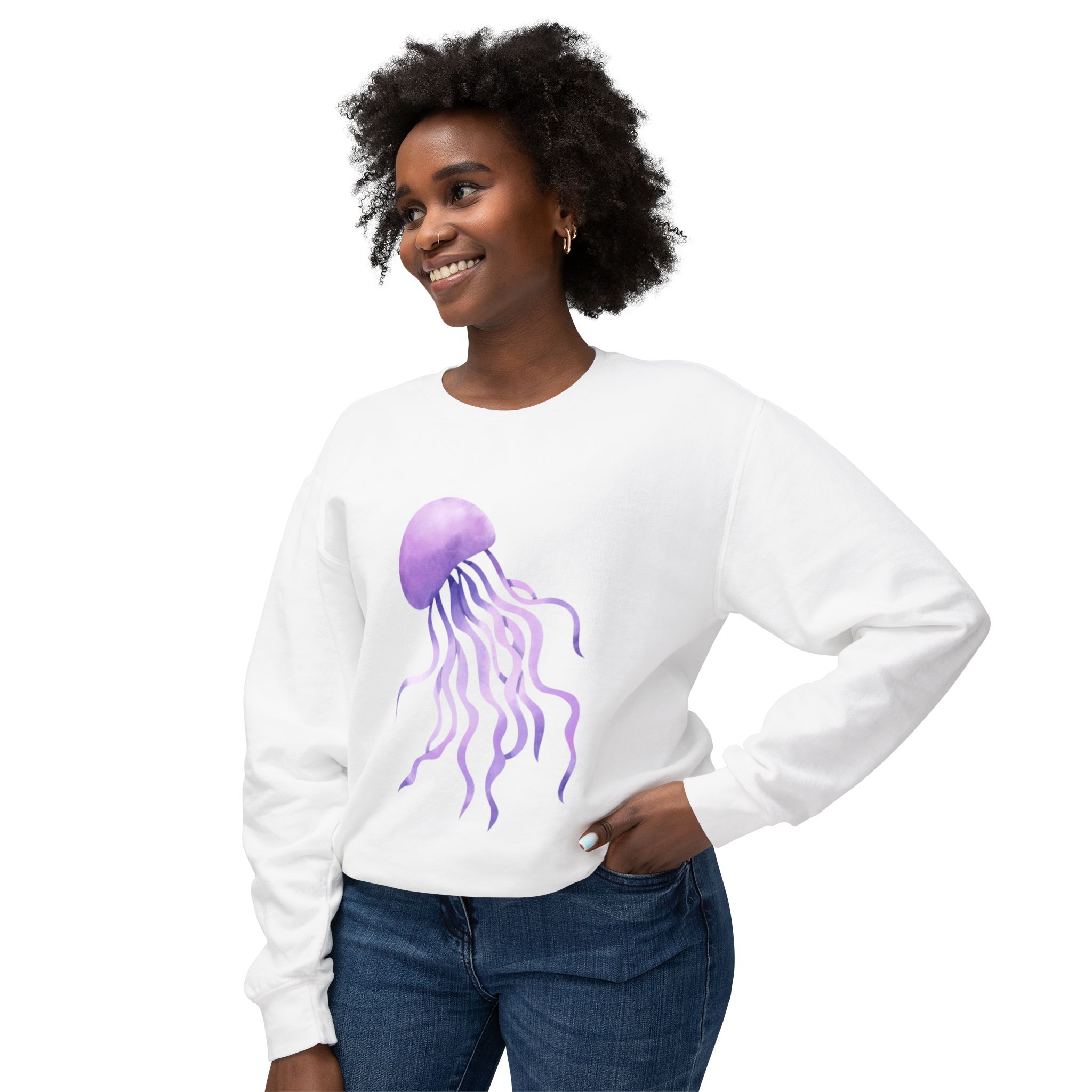 Purple Jellyfish Ocean-Inspired Sweatshirt - Image 7