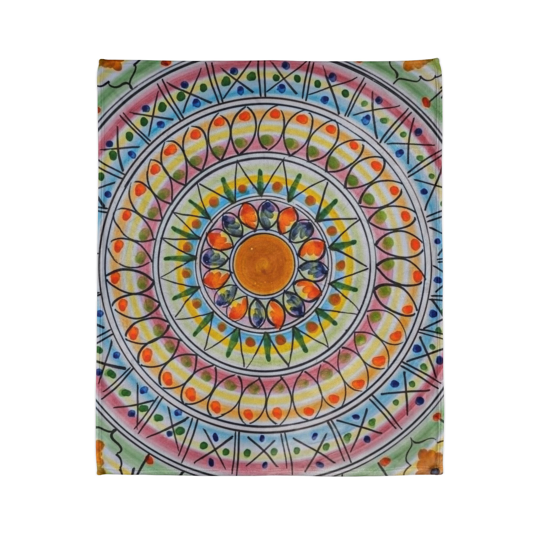 Mandala Sunburst Blanket — Colorful Boho Polyester Throw - Image 10