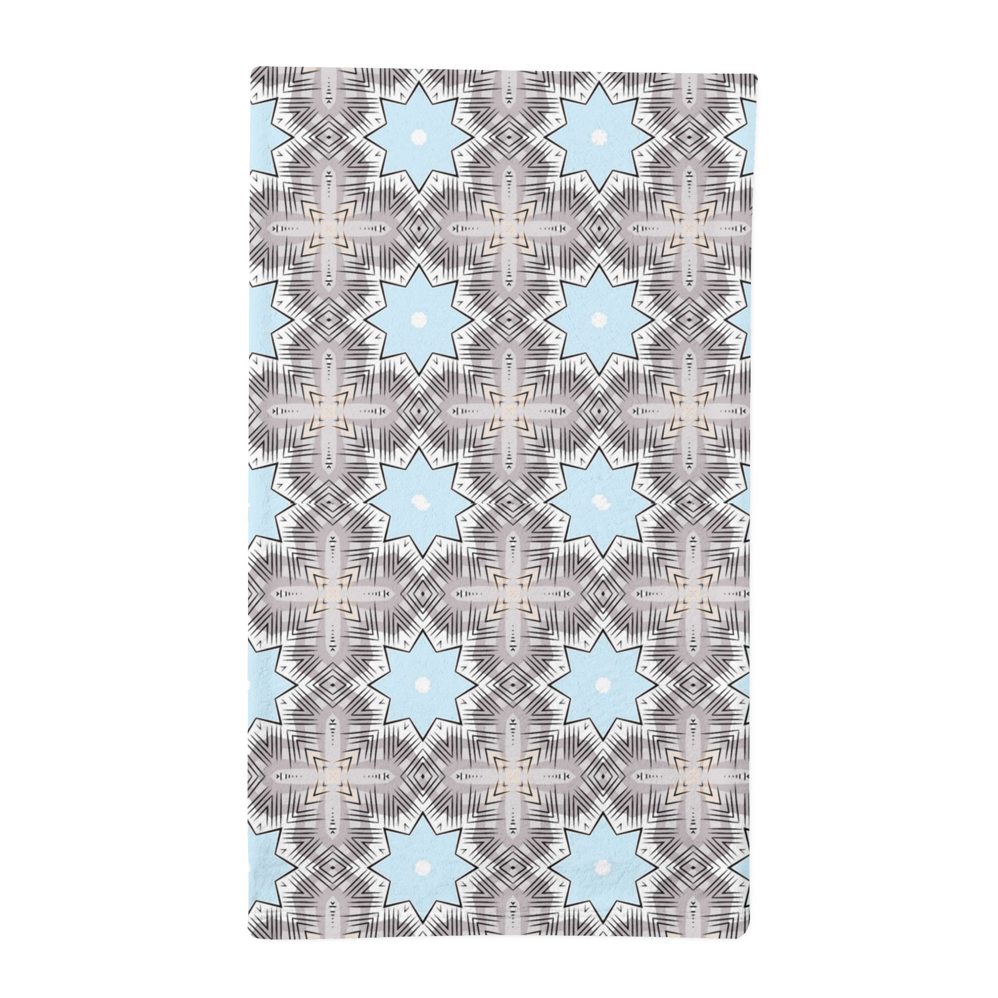 Minky Sleeping Bag with Gray and Light Blue Geometric Star Pattern - Image 3