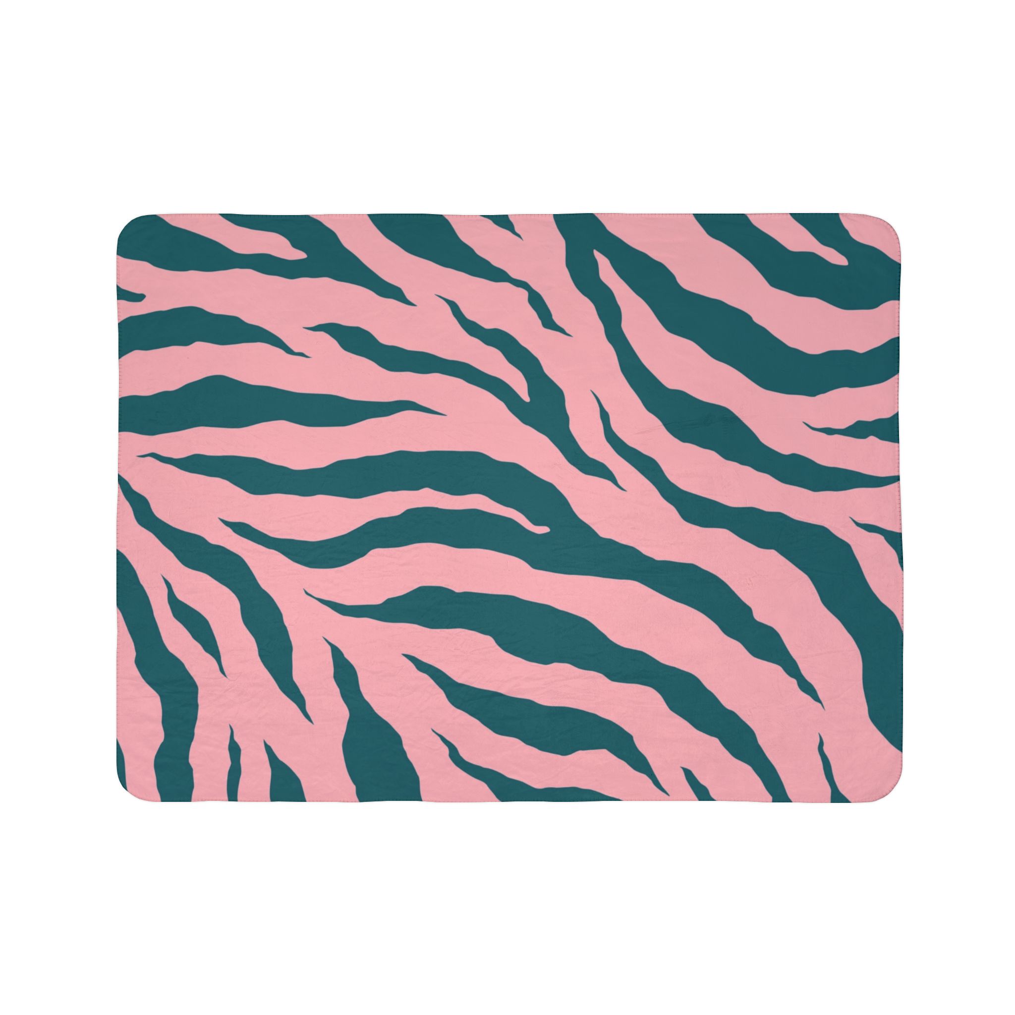 Pink Teal Zebra Print Sherpa Blanket — Cozy Fleece Throw for Home, Dorm & Gifts - Image 3