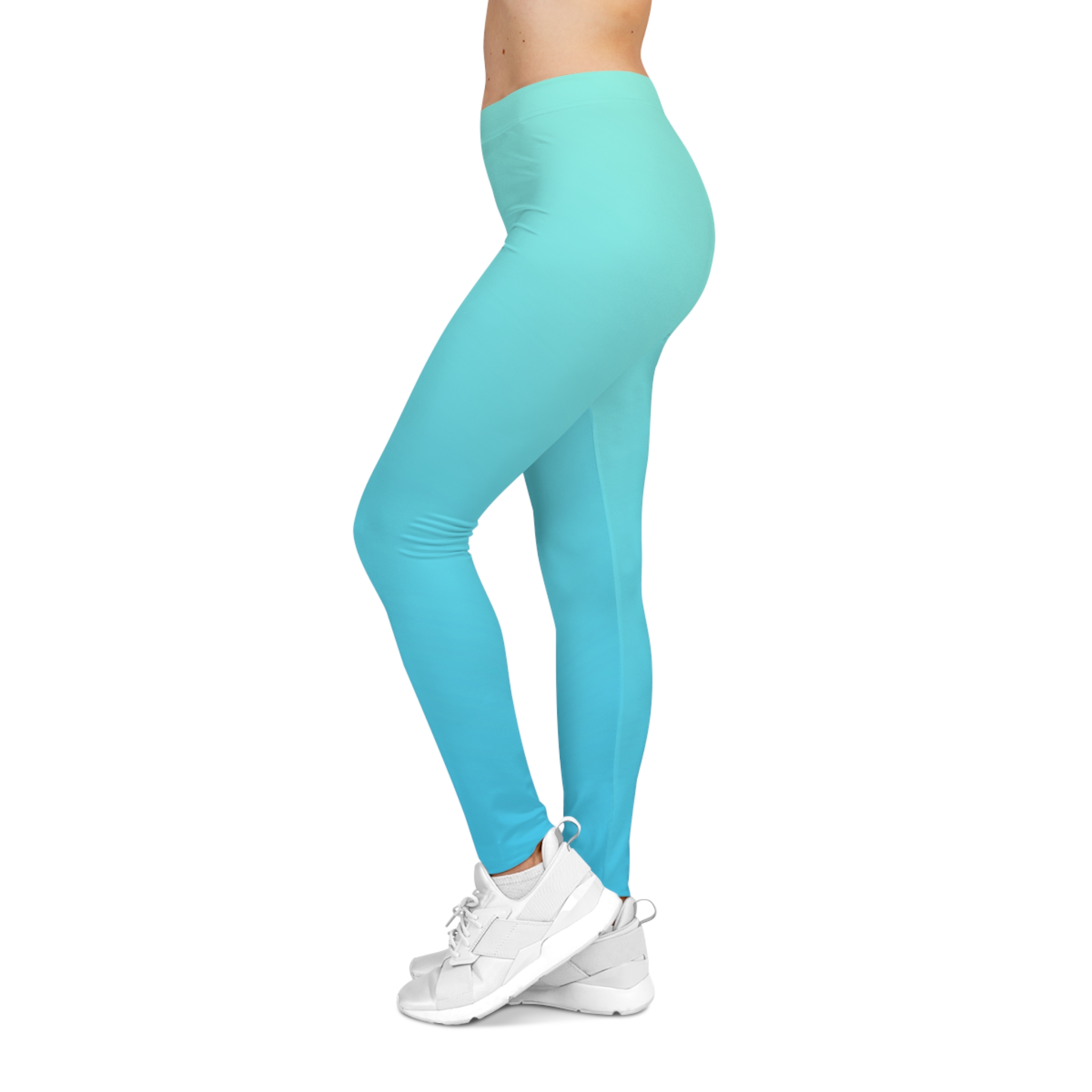 Aqua Ombre Leggings – Women’s Casual Gradient Activewear