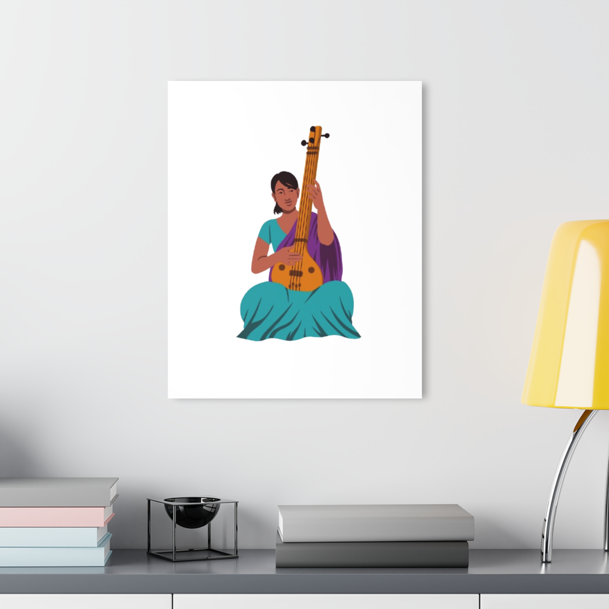 Acrylic Print — Seated Indian Musician Veena Art (French Cleat Hanging) - Image 8