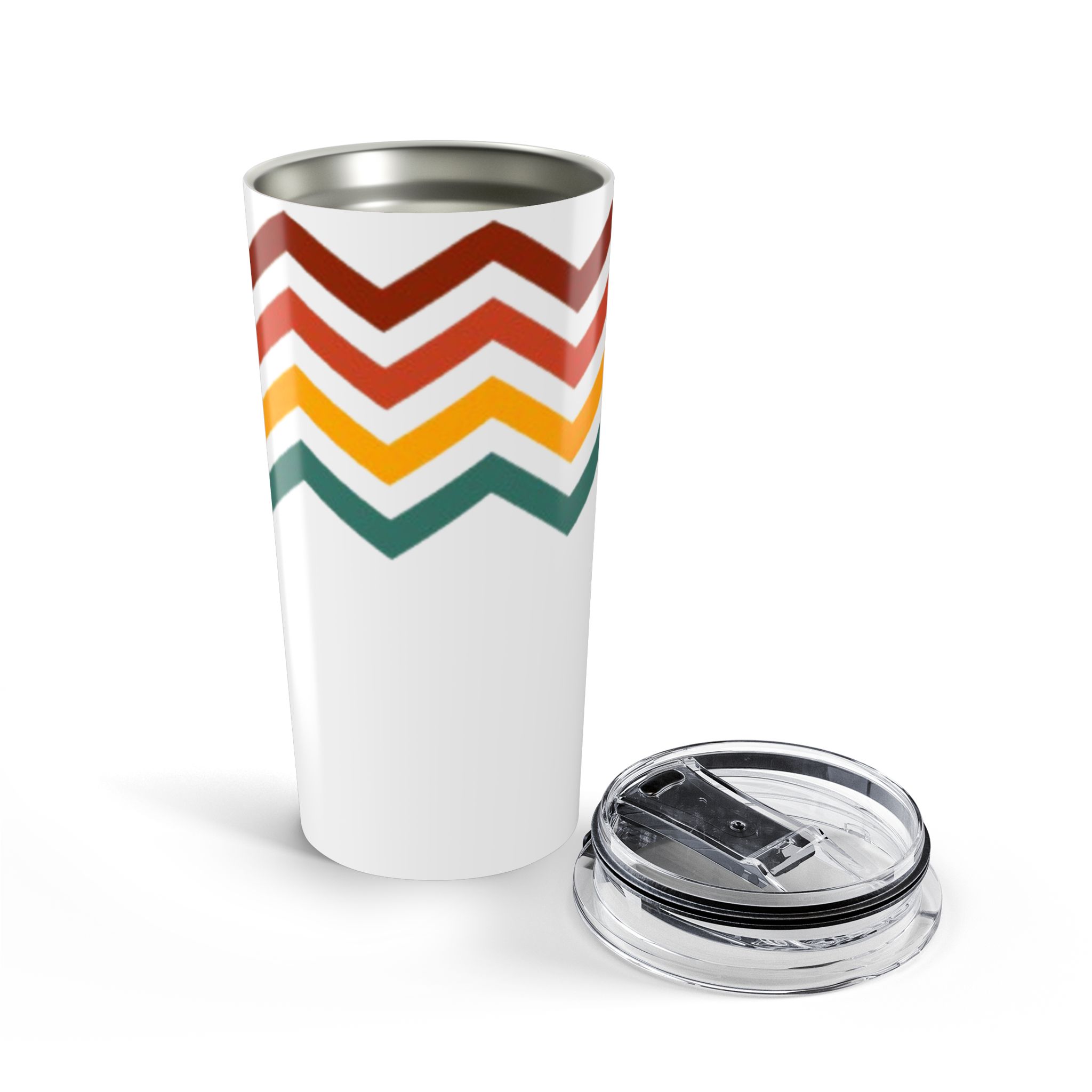 20oz Retro Chevron Tumbler – Insulated Travel Cup with Earth Tone Stripes