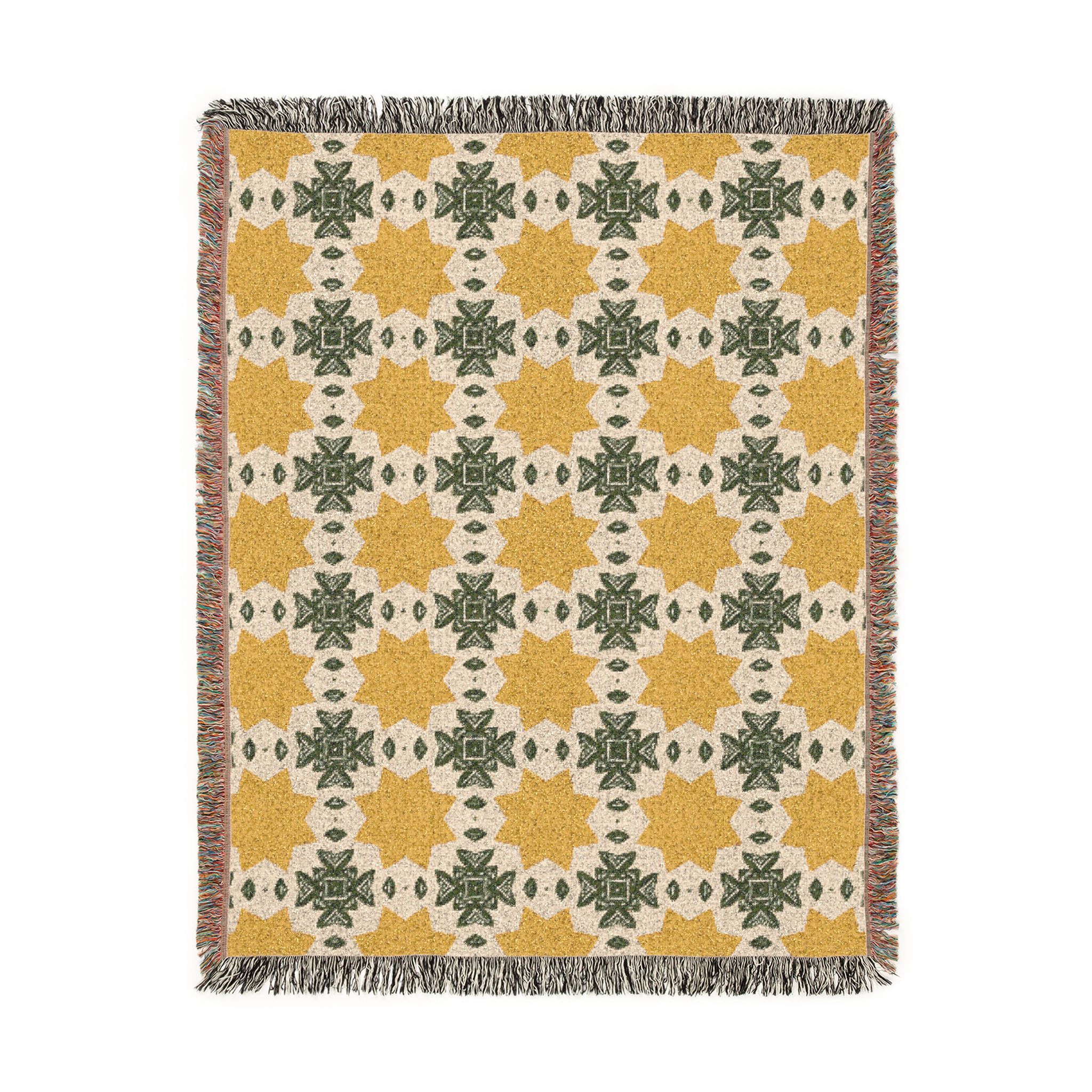 Mustard & Sage Geometric Woven Blanket - Image 3