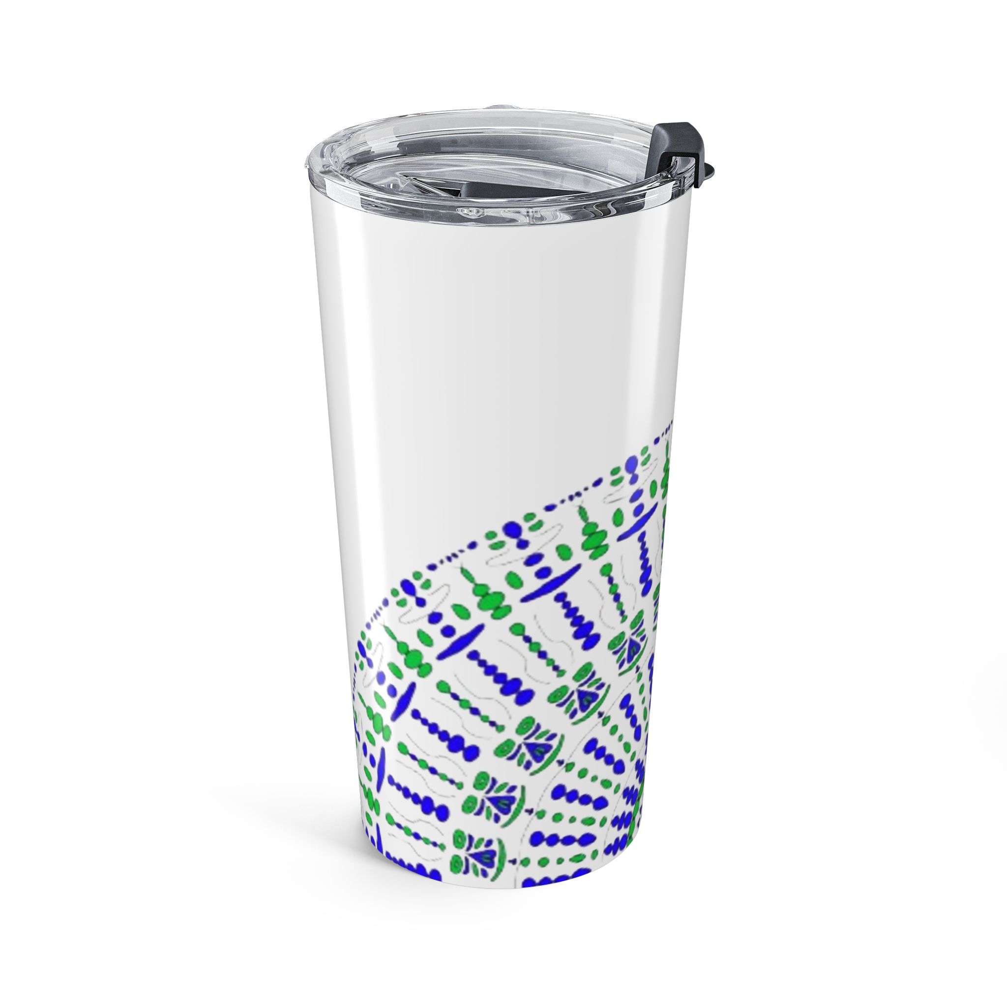 20oz Tumbler — Blue & Green Mandala Stainless Travel Cup - Image 3