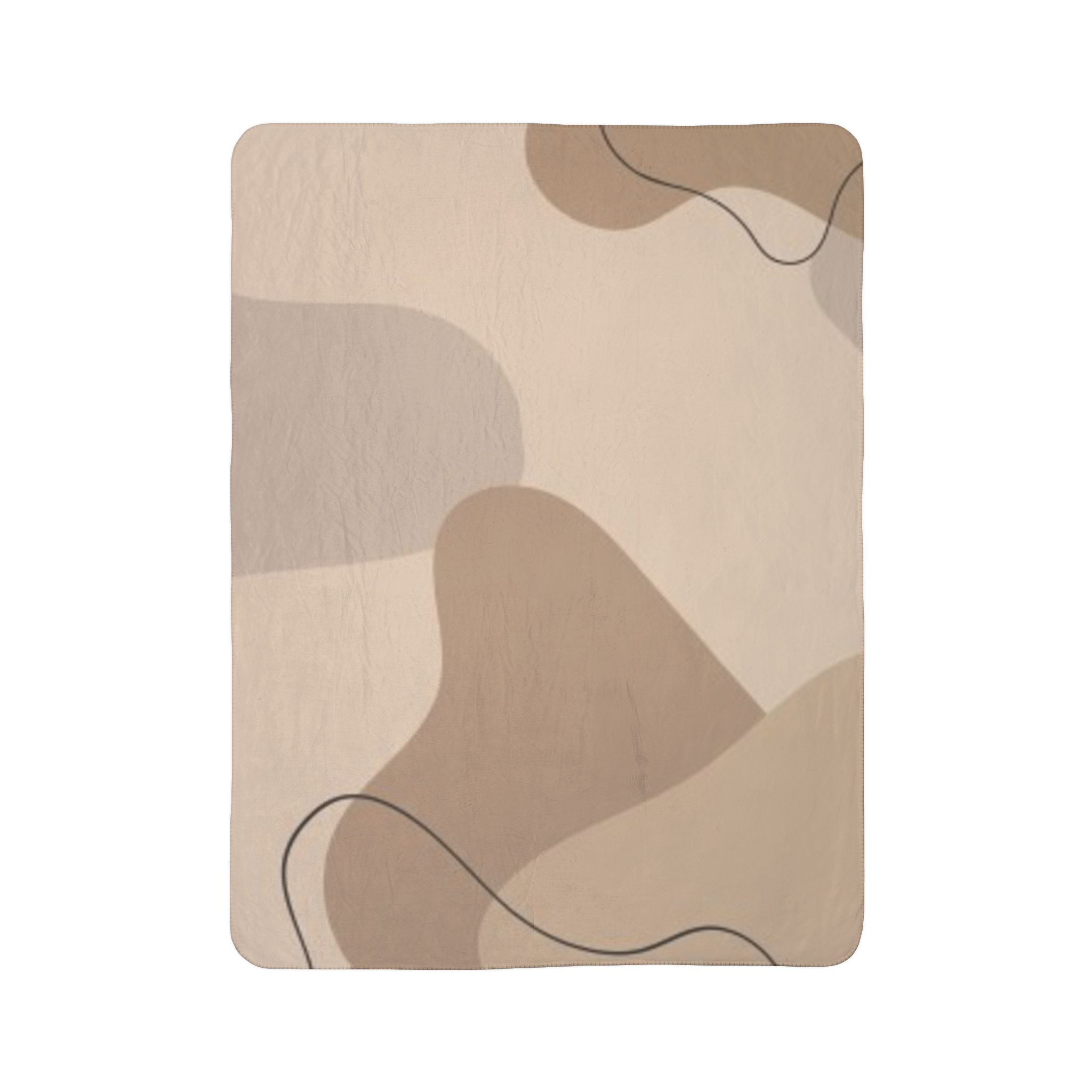 Abstract Neutral Shapes Sherpa Blanket — Cozy Beige Fleece Throw - Image 2