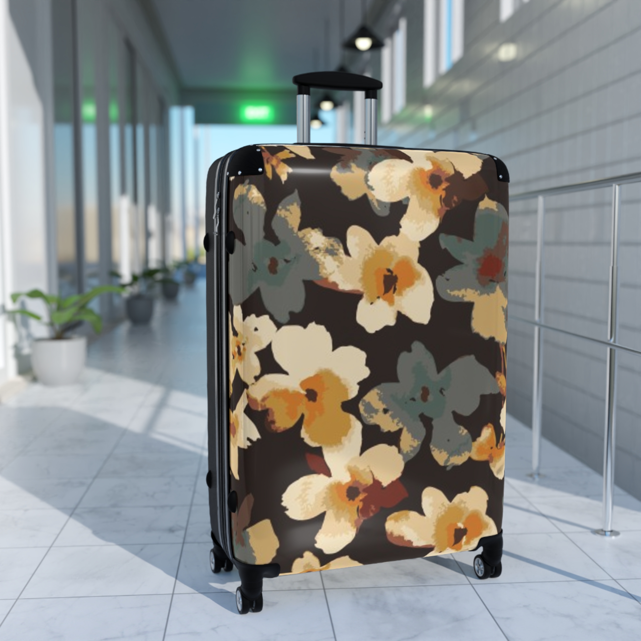 Watercolor Floral Suitcase | Retro Poppy Luggage Cover, Travel Accessory - Image 19