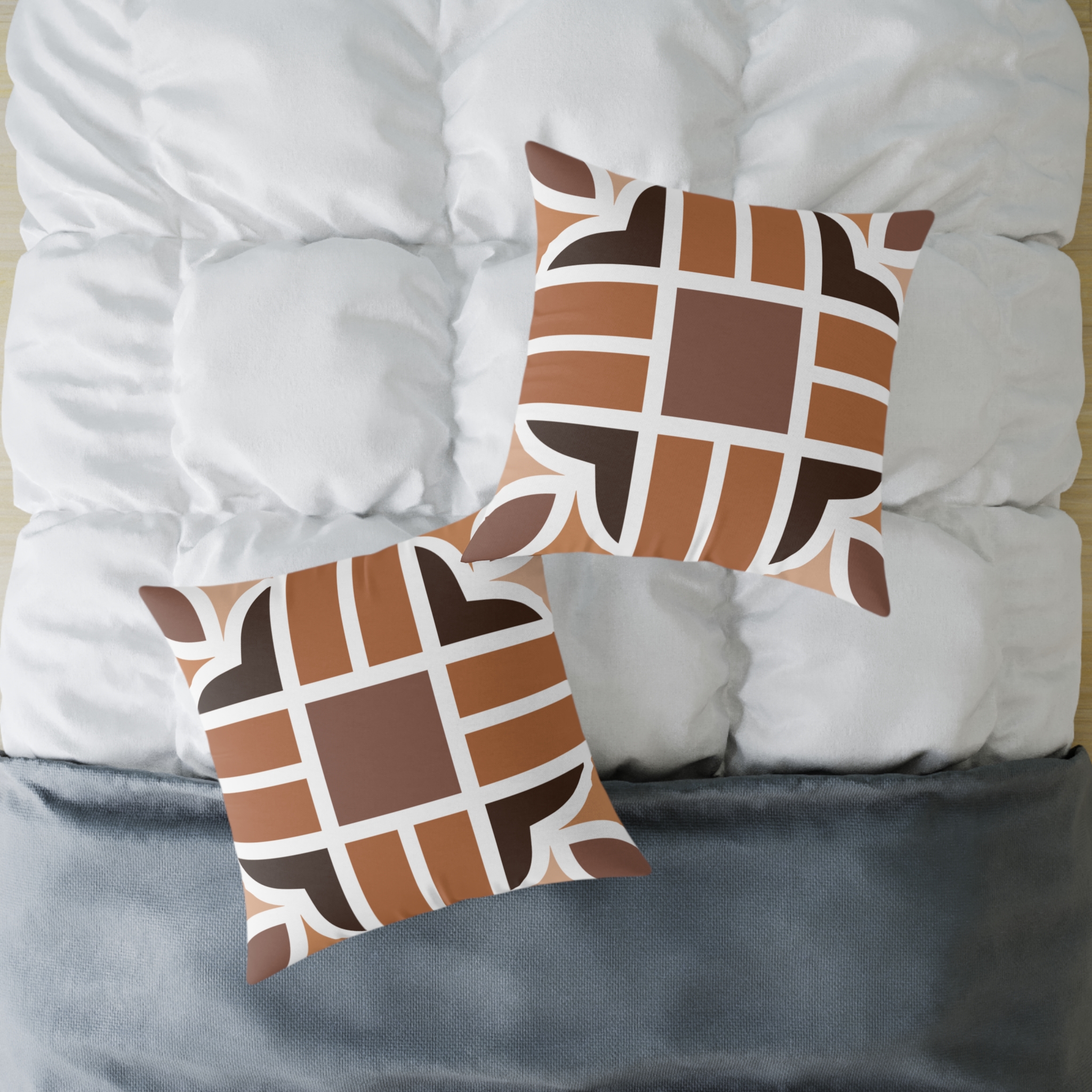 Retro Brown Geometric Square Pillow - Image 20