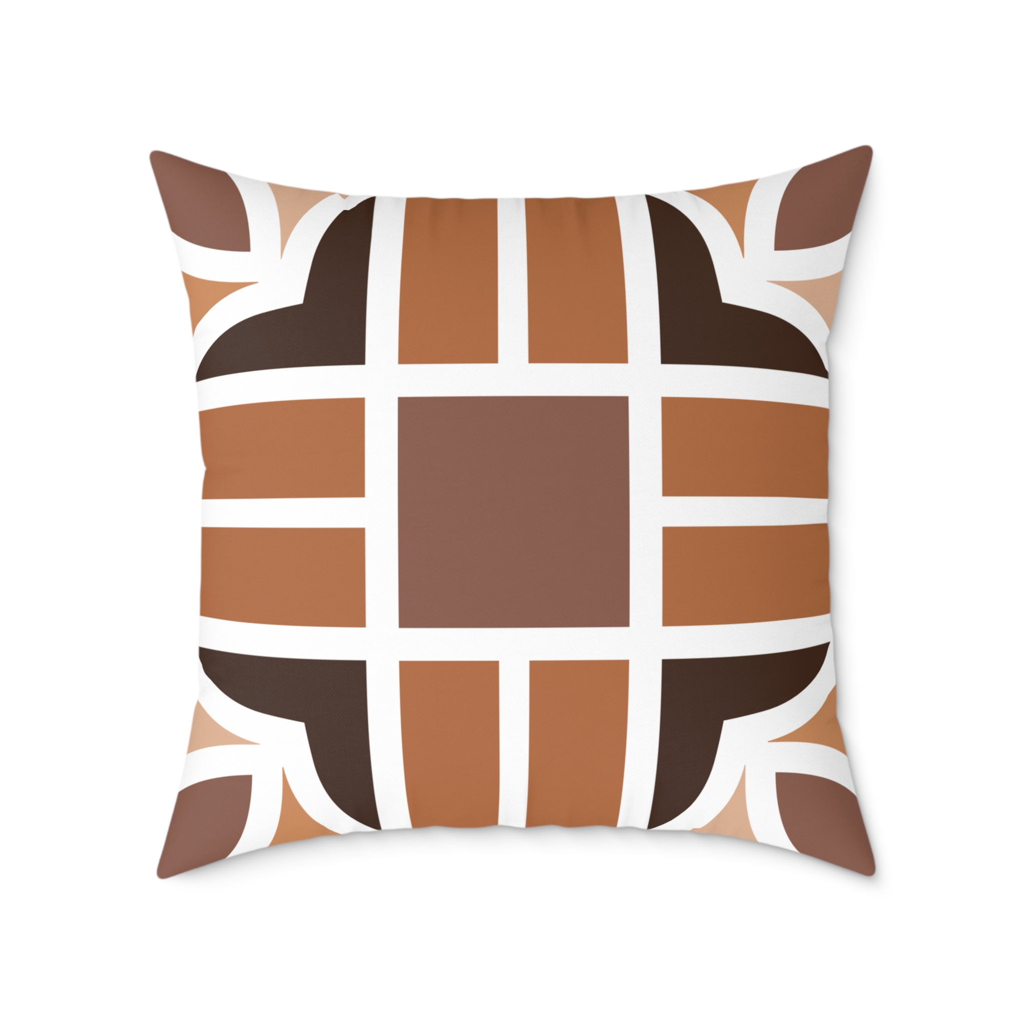 Retro Brown Geometric Square Pillow - Image 3