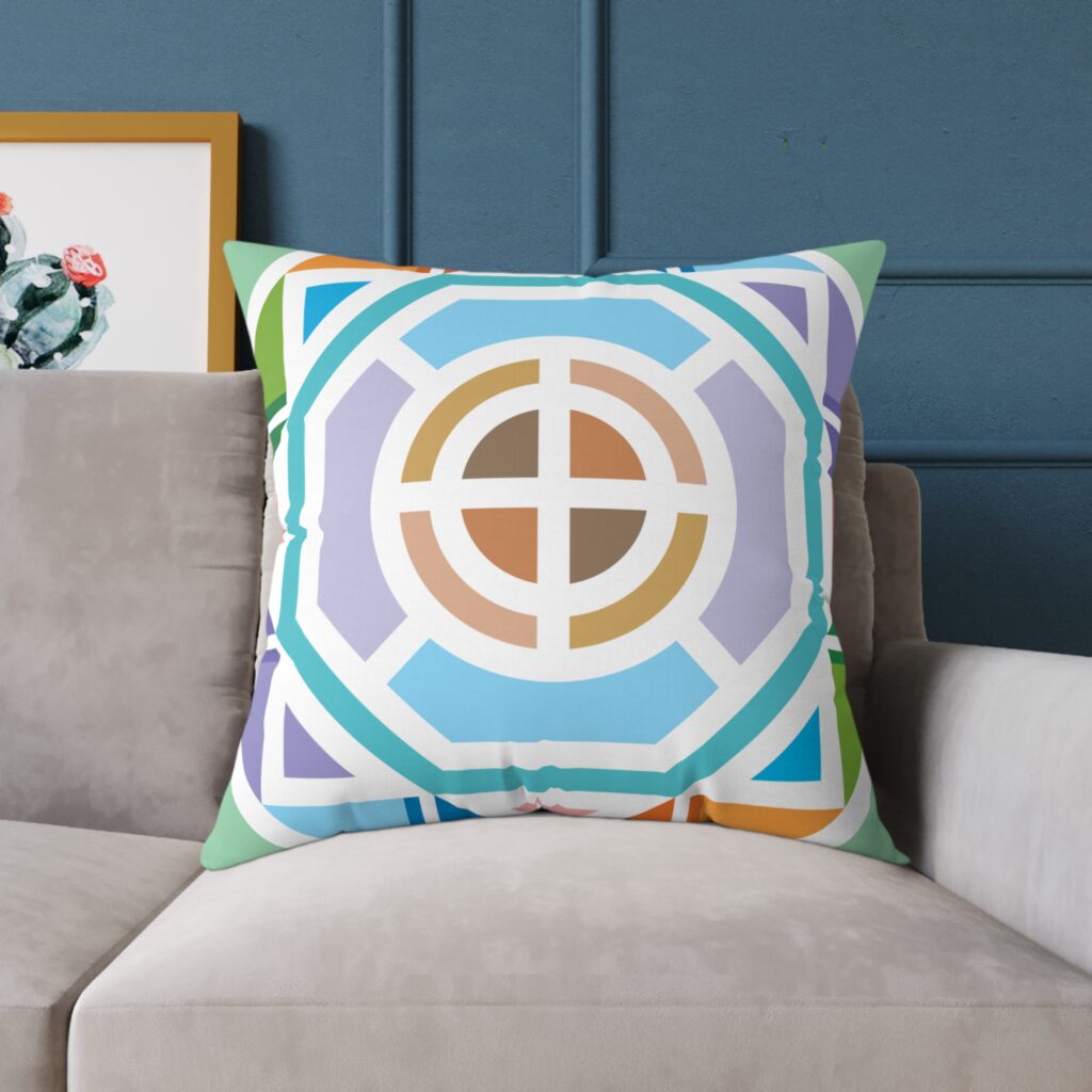 Geometric Mandala Square Pillow