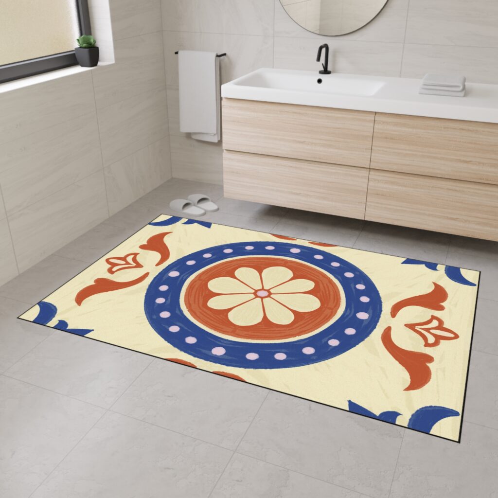 Vintage Floral Medallion Floor Mat
