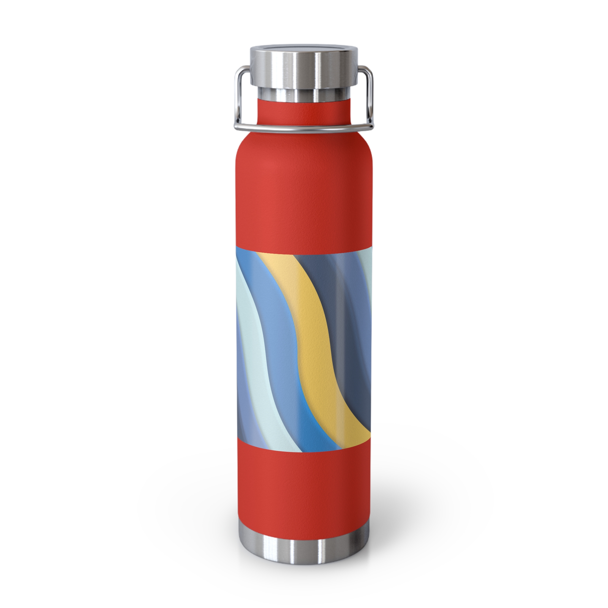 22oz Abstract Blue and Yellow Wave Vacuum Insulated Bottle - Image 7
