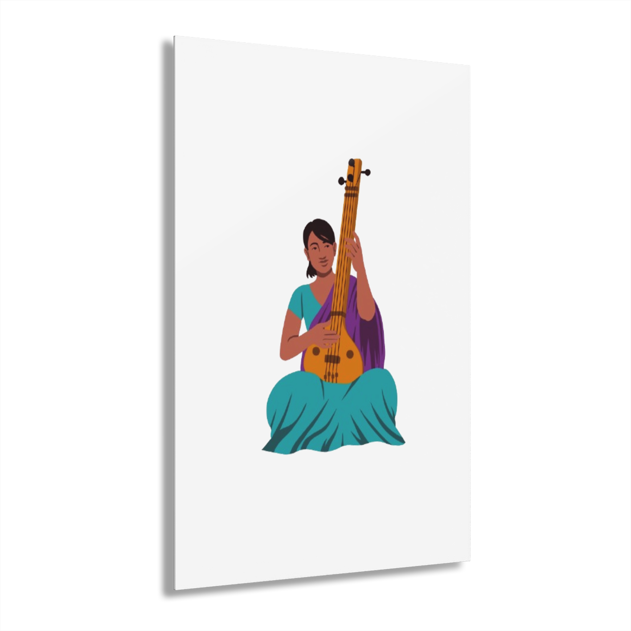 Acrylic Print — Seated Indian Musician Veena Art (French Cleat Hanging) - Image 13