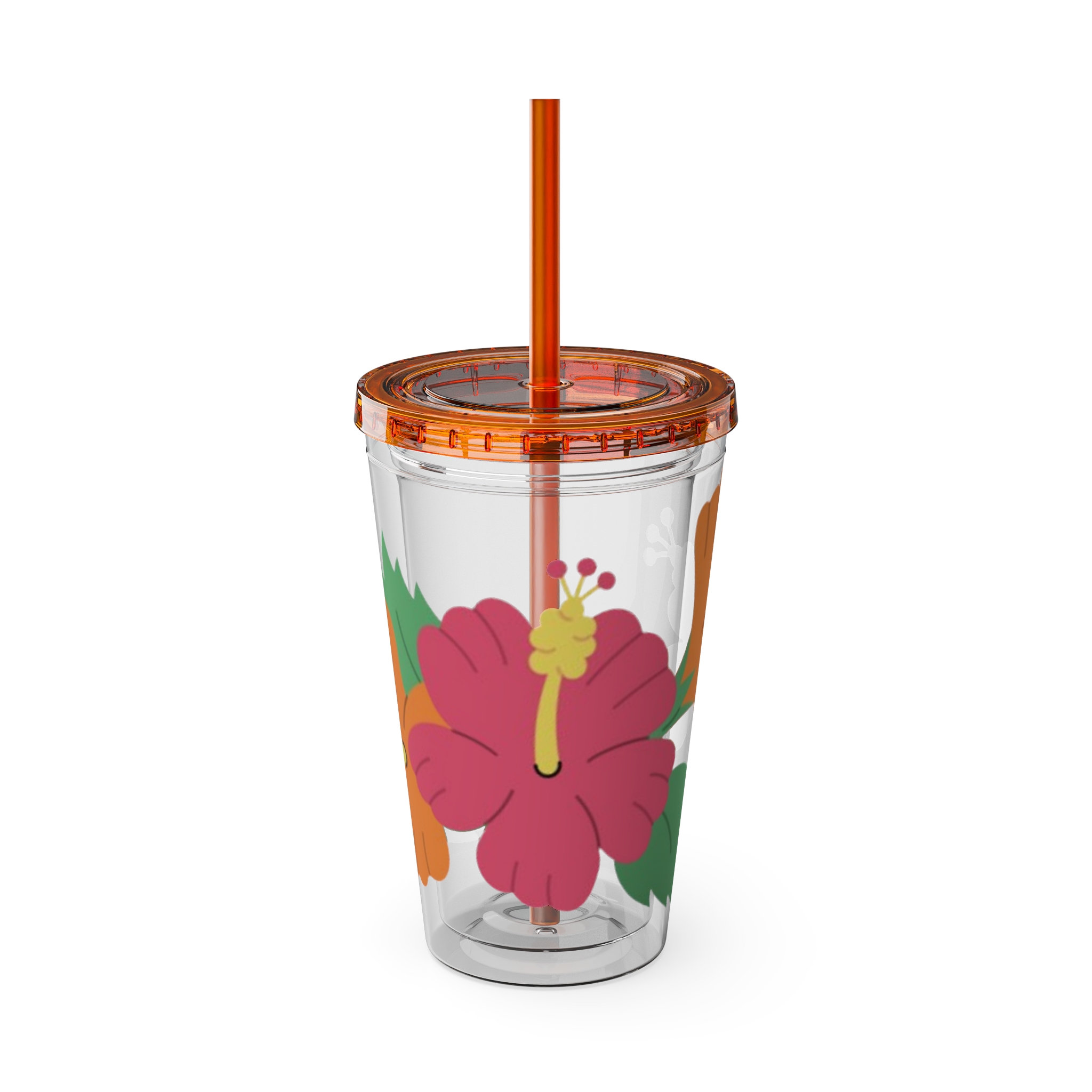 Tropical Hibiscus Sunsplash Tumbler with Straw | 16oz - Image 9