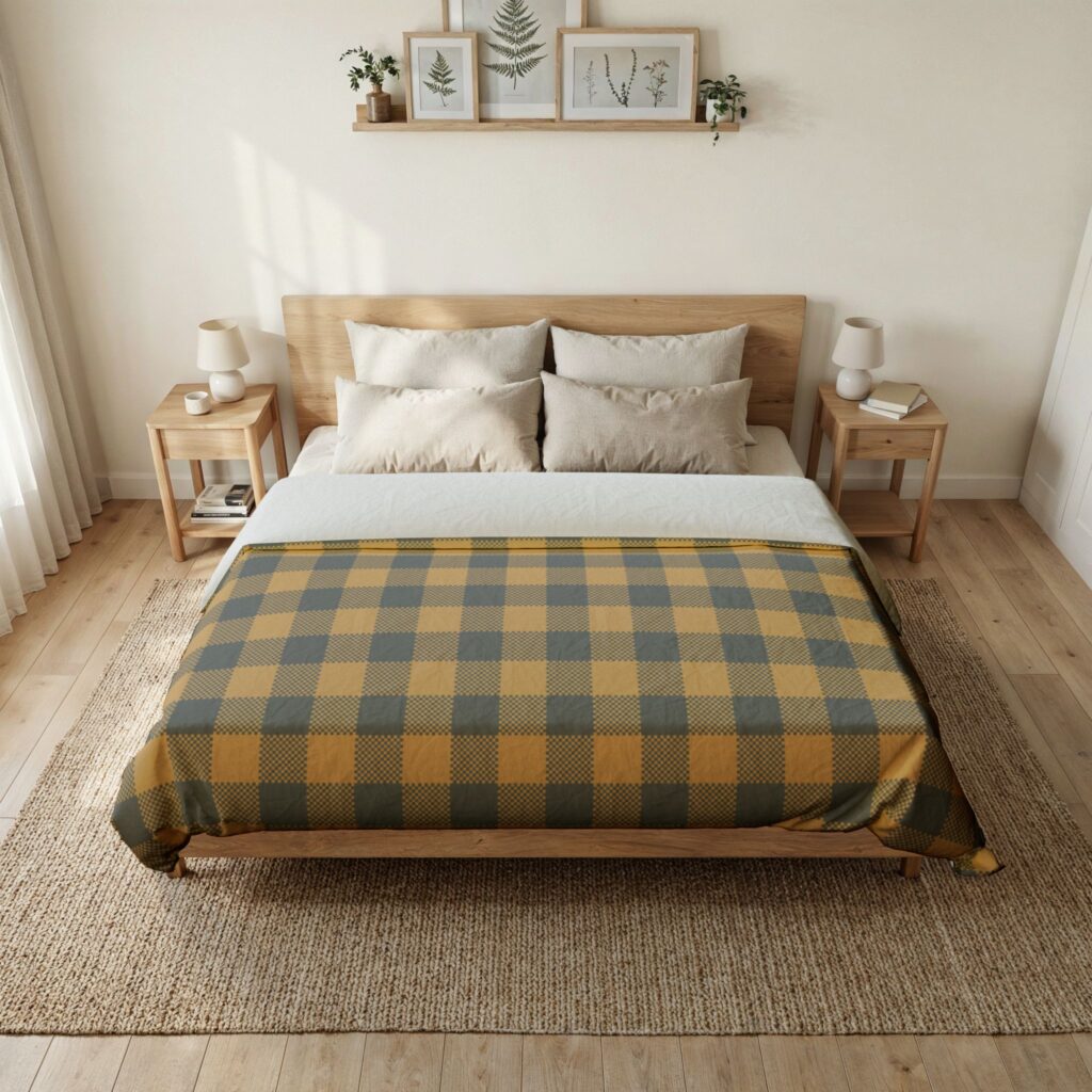 Mustard & Slate Buffalo Check Cotton Duvet Cover