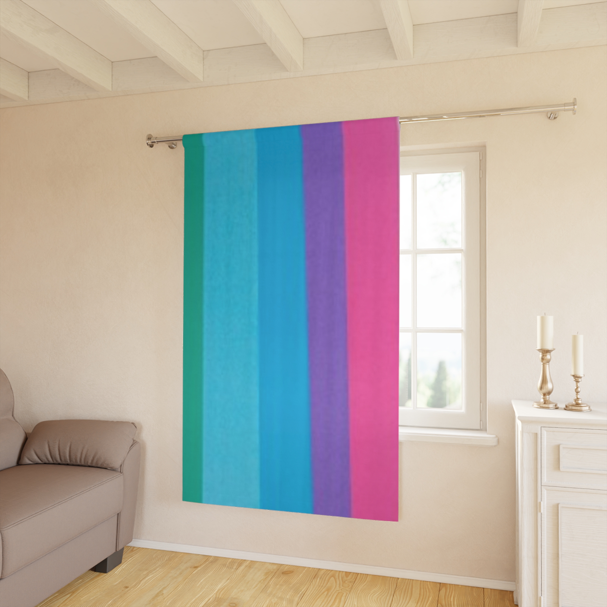 Colorful Vertical Stripes Window Curtain - Image 3