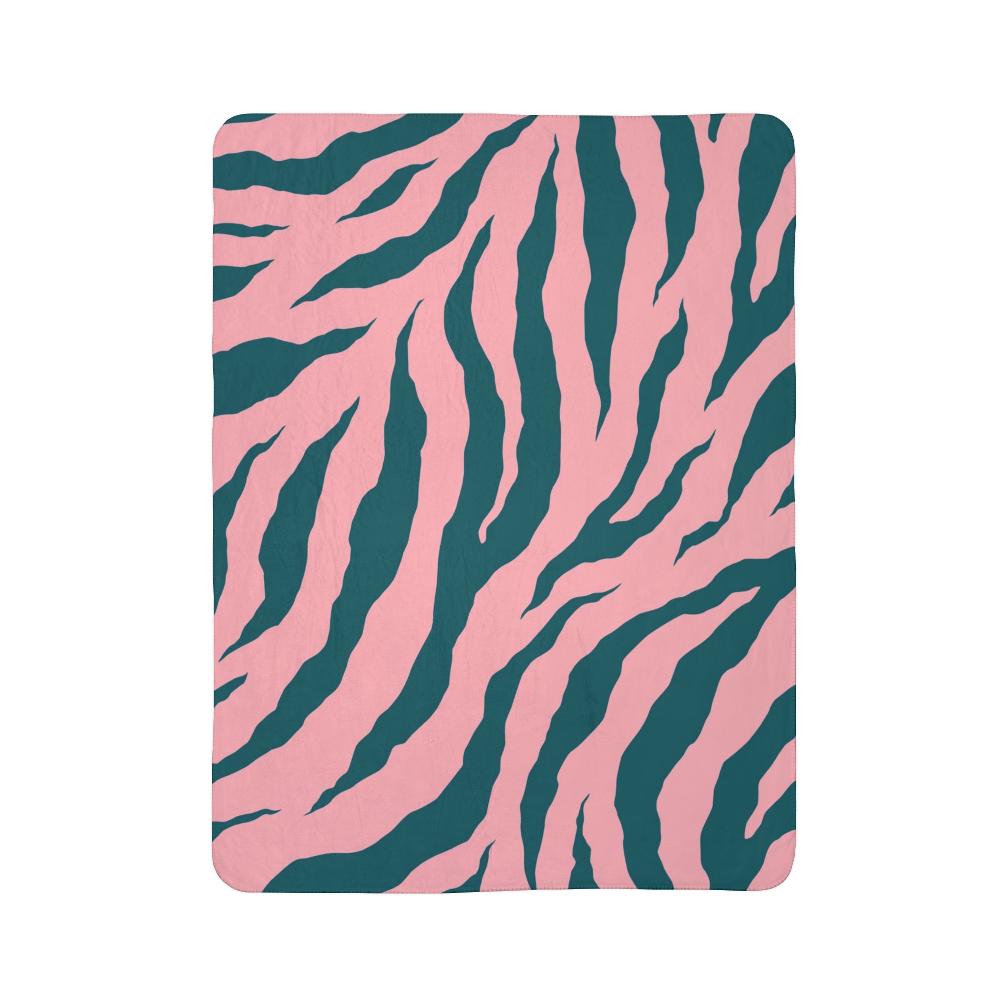 Pink Teal Zebra Print Sherpa Blanket — Cozy Fleece Throw for Home, Dorm & Gifts - Image 11