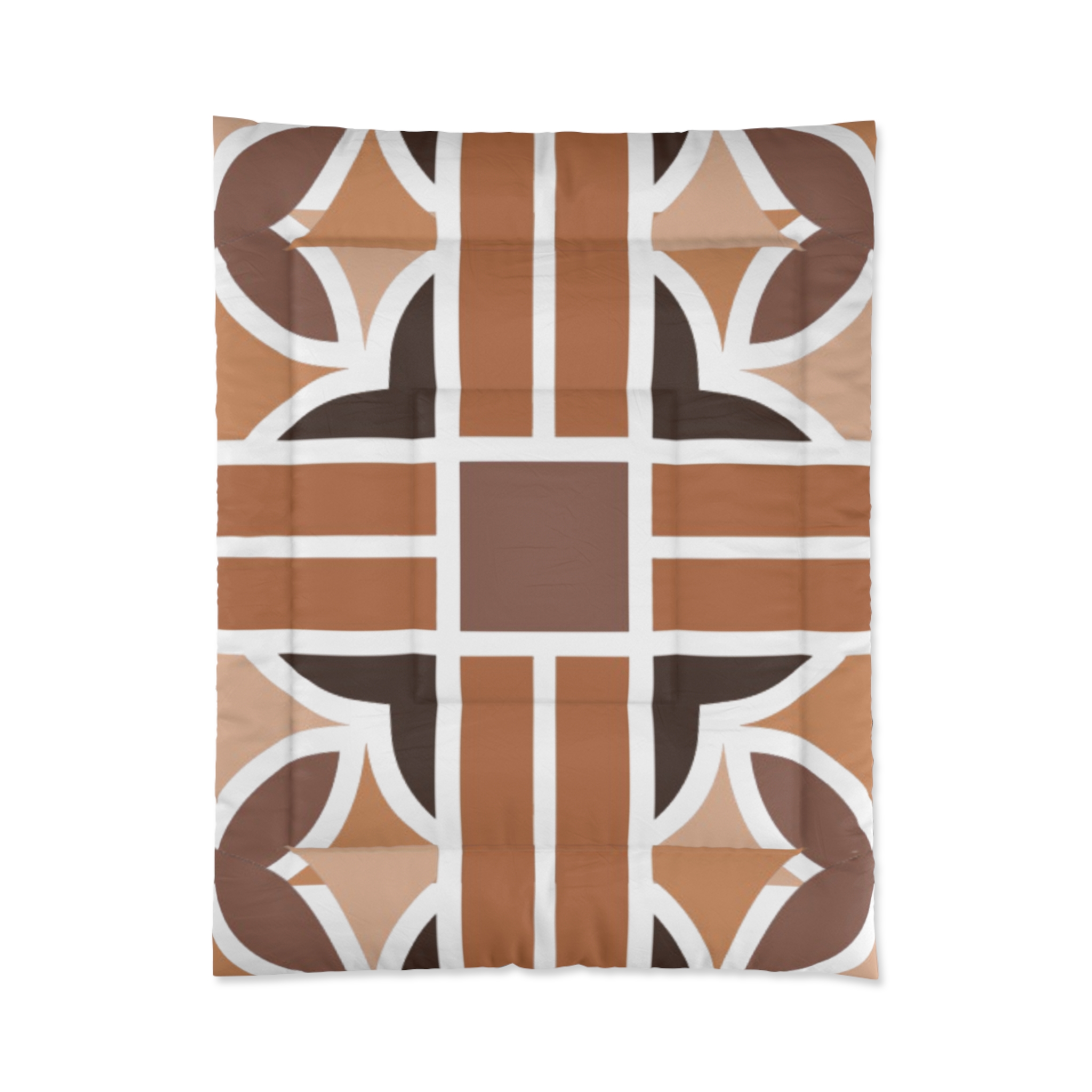 Mid-Century Modern Geometric Brown Comforter - Image 7