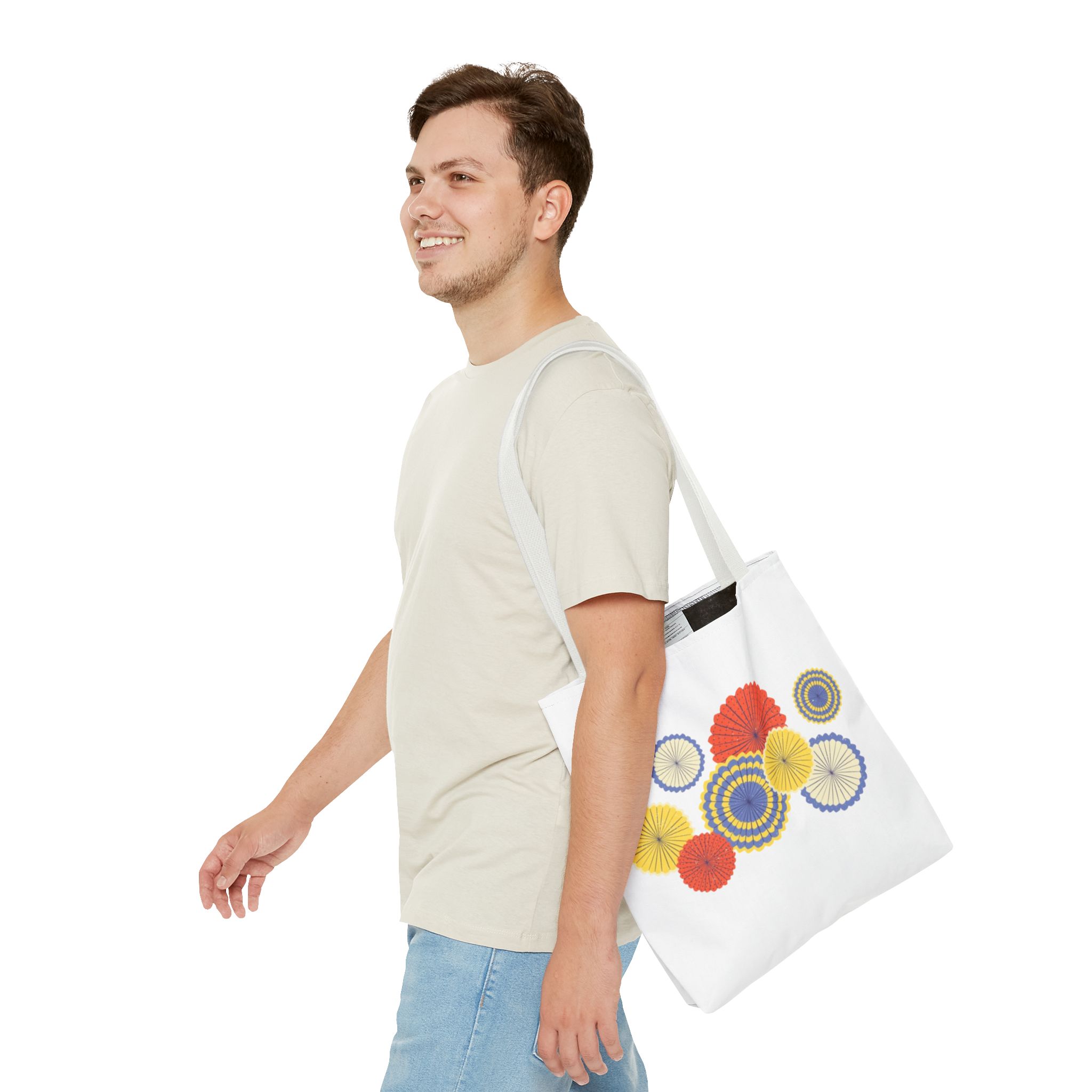 Floral Paper Fans Tote Bag — Colorful Retro Sunburst Design - Image 31