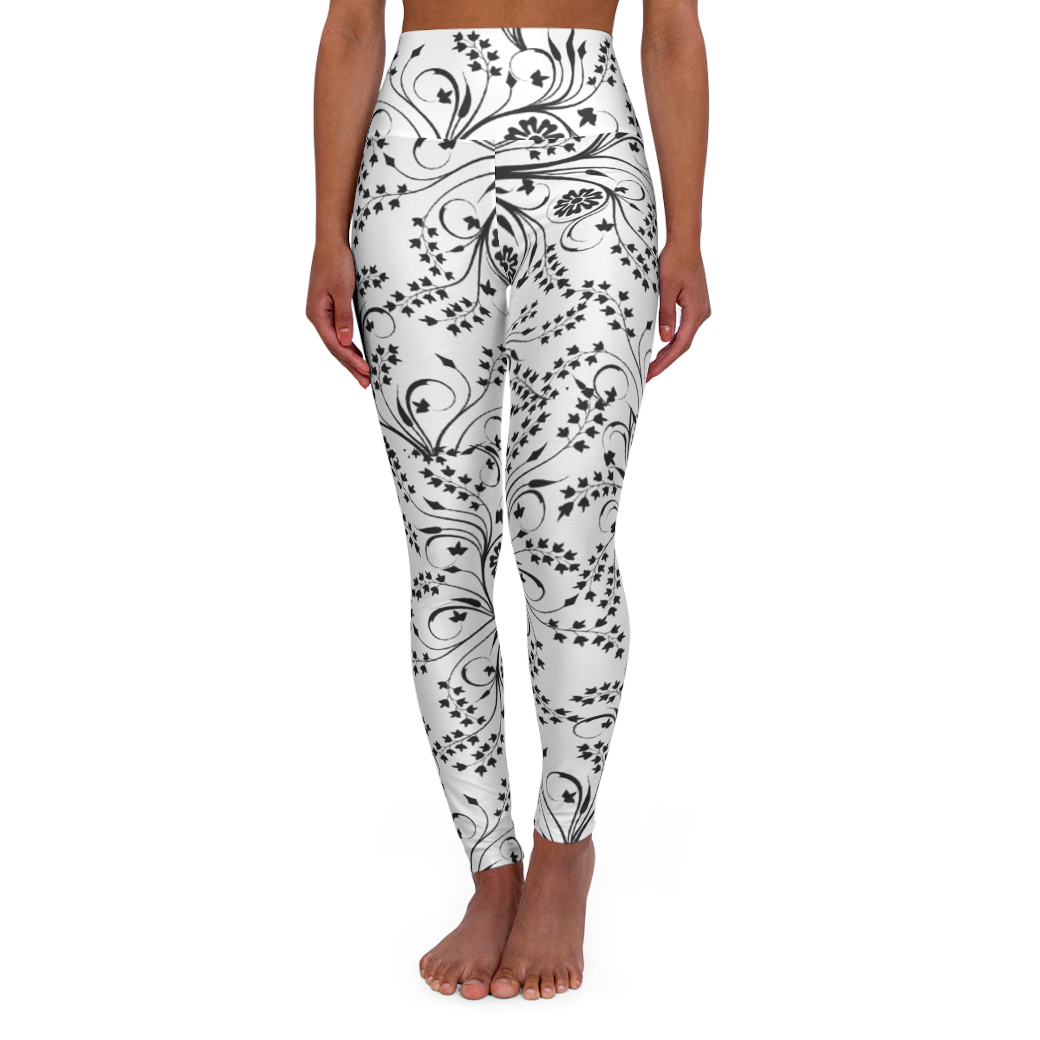Floral Vine High-Waisted Yoga Leggings - Image 2