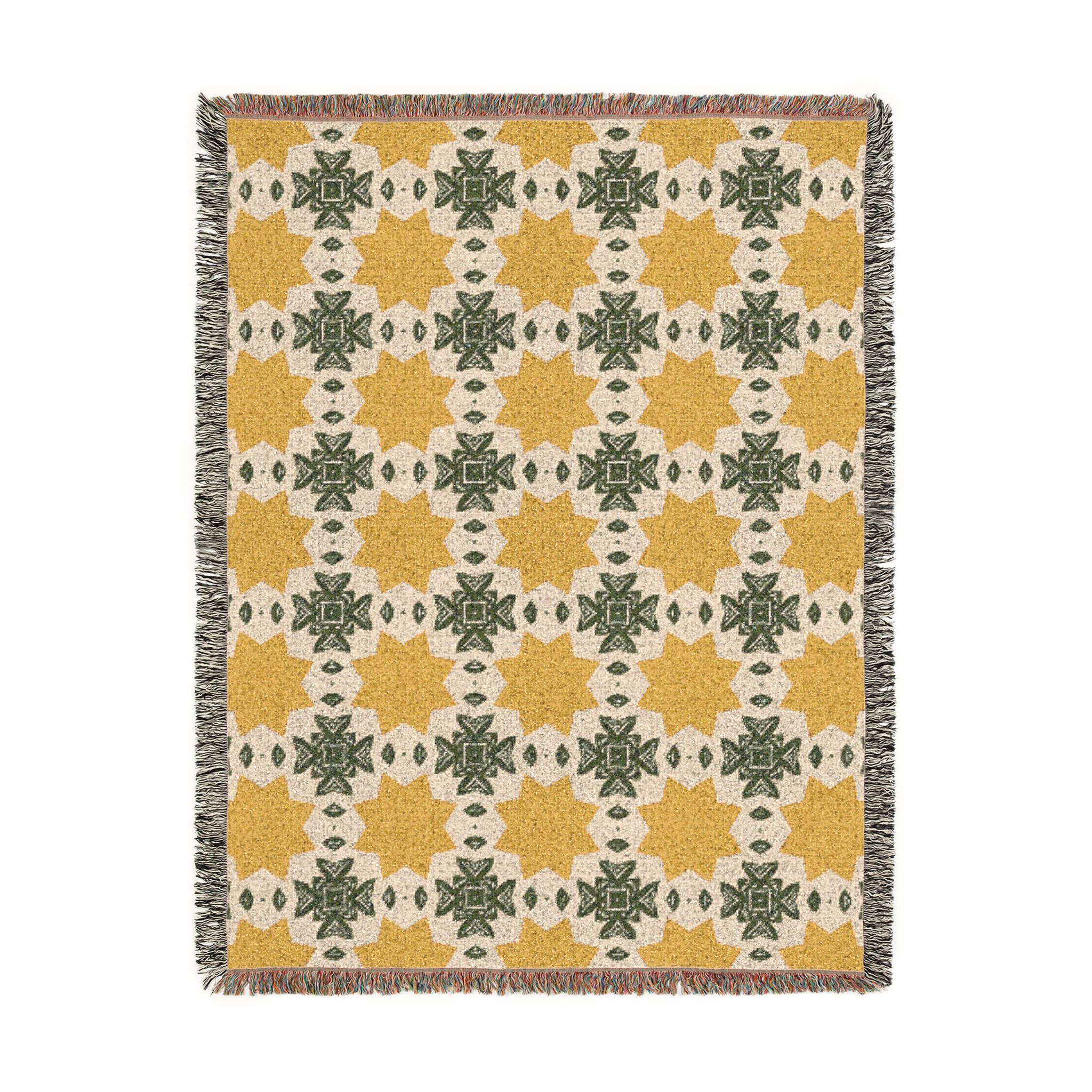 Mustard & Sage Geometric Woven Blanket - Image 12