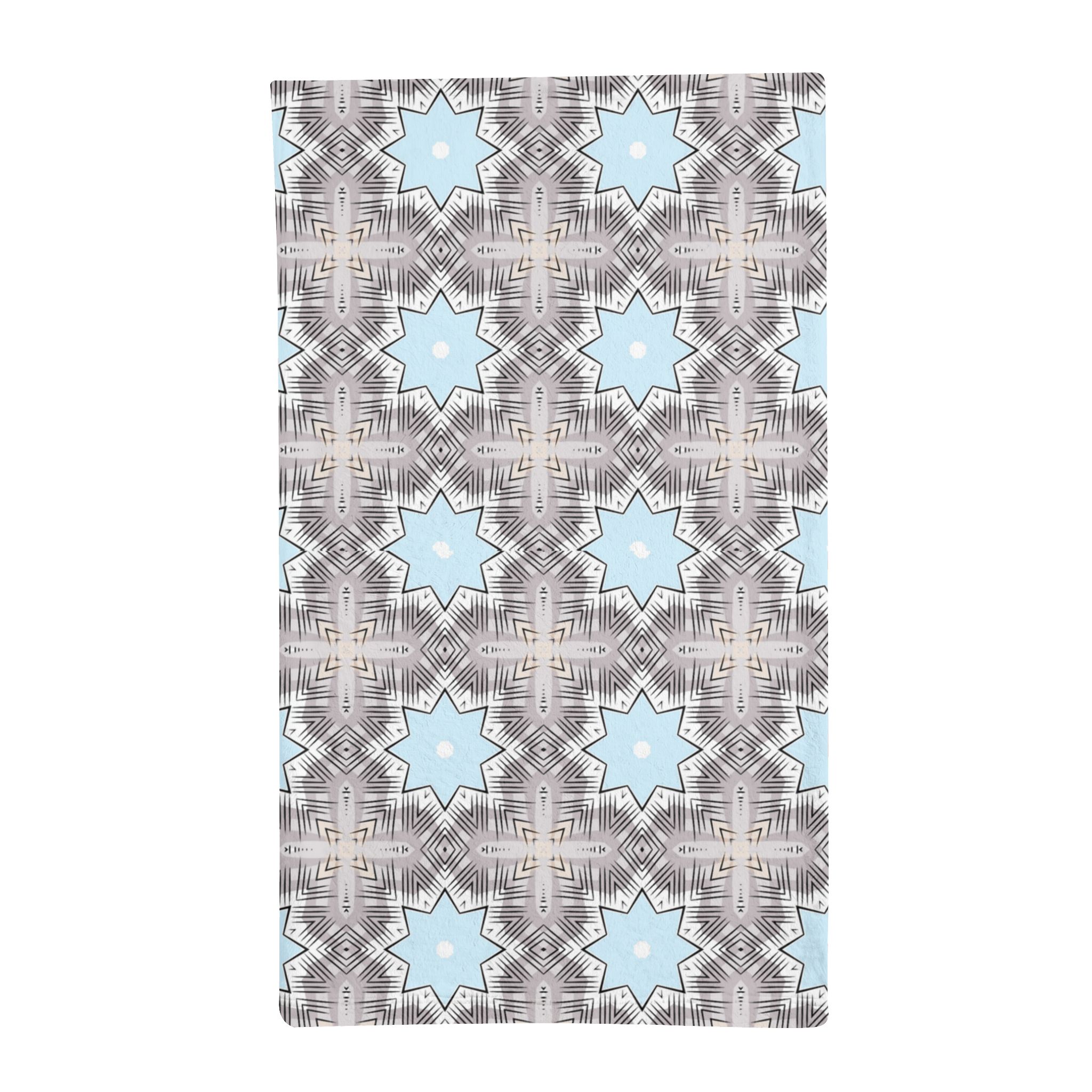 Minky Sleeping Bag with Gray and Light Blue Geometric Star Pattern - Image 4