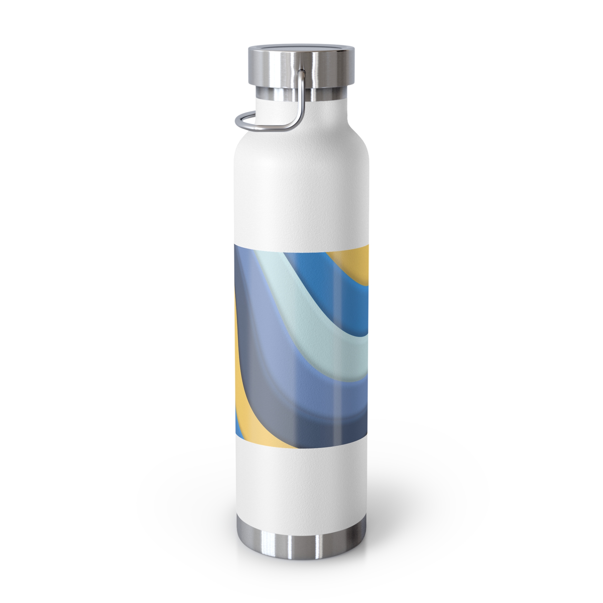 22oz Abstract Blue and Yellow Wave Vacuum Insulated Bottle - Image 4