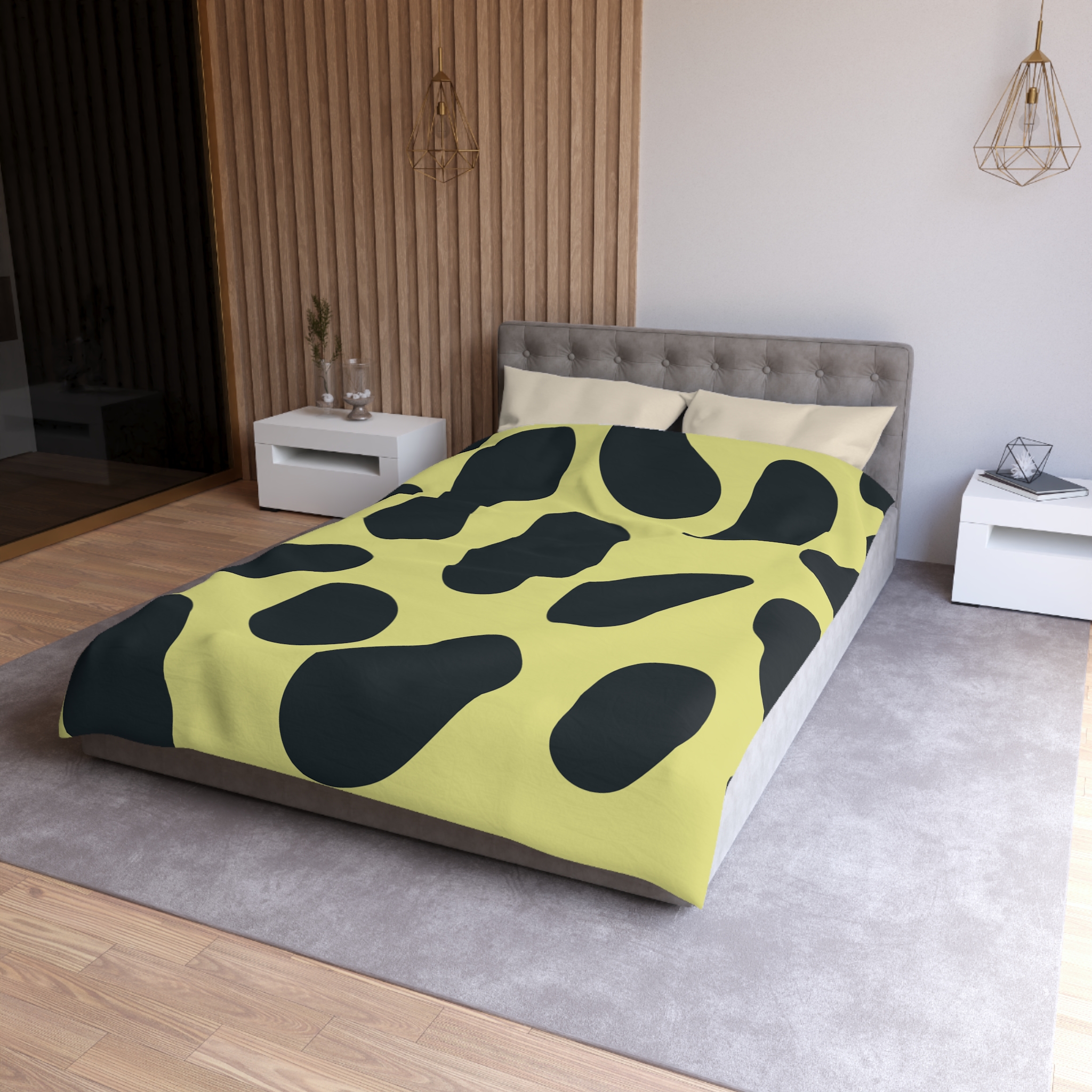 Black and Yellow Abstract Pattern Microfiber Duvet Cover - Image 21