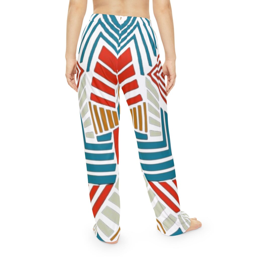 Geometric Stripe Women's Pajama Pants — Colorful Tribal Lounge Sleepwear