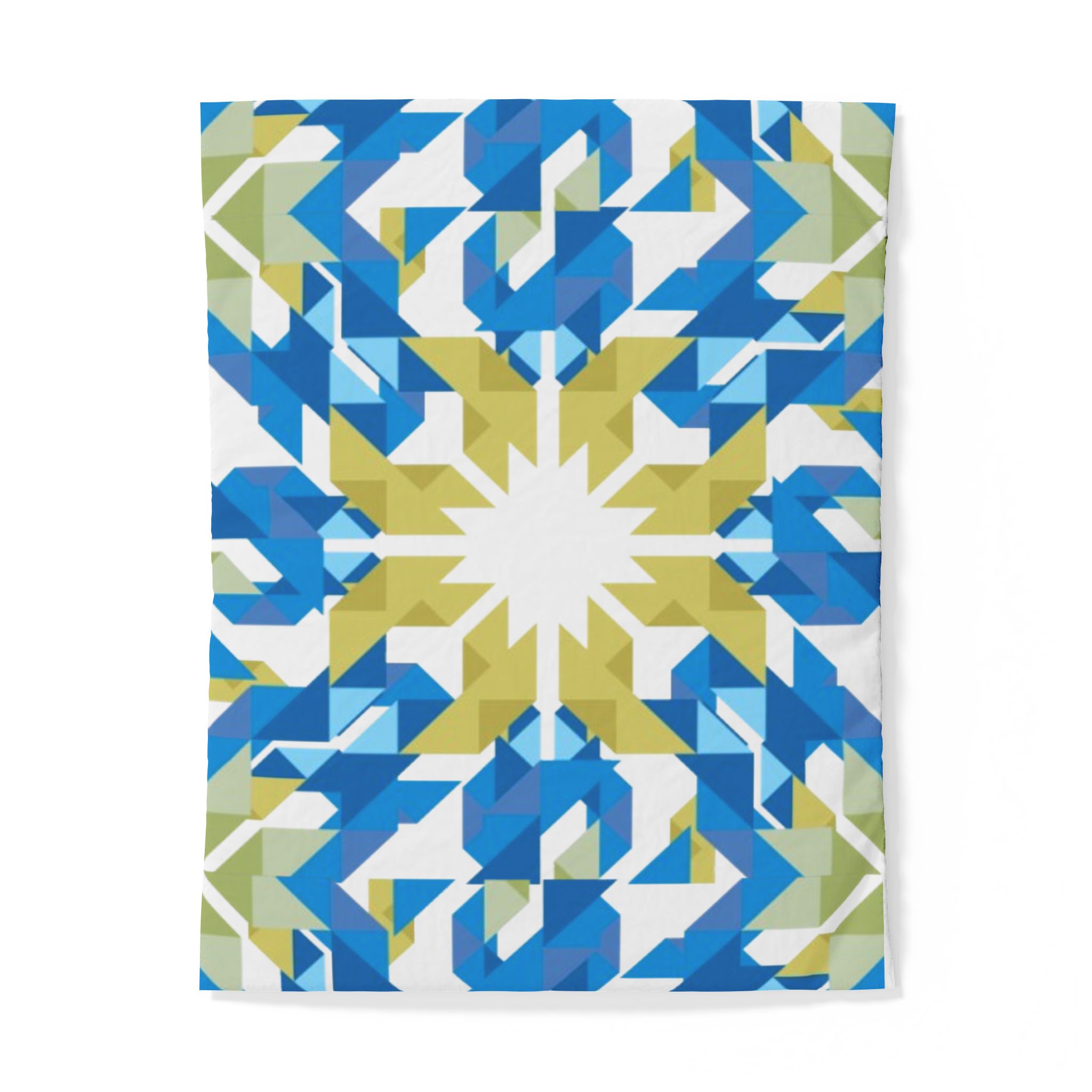 Blue and Green Geometric Mandala Cotton Duvet Cover - Image 5
