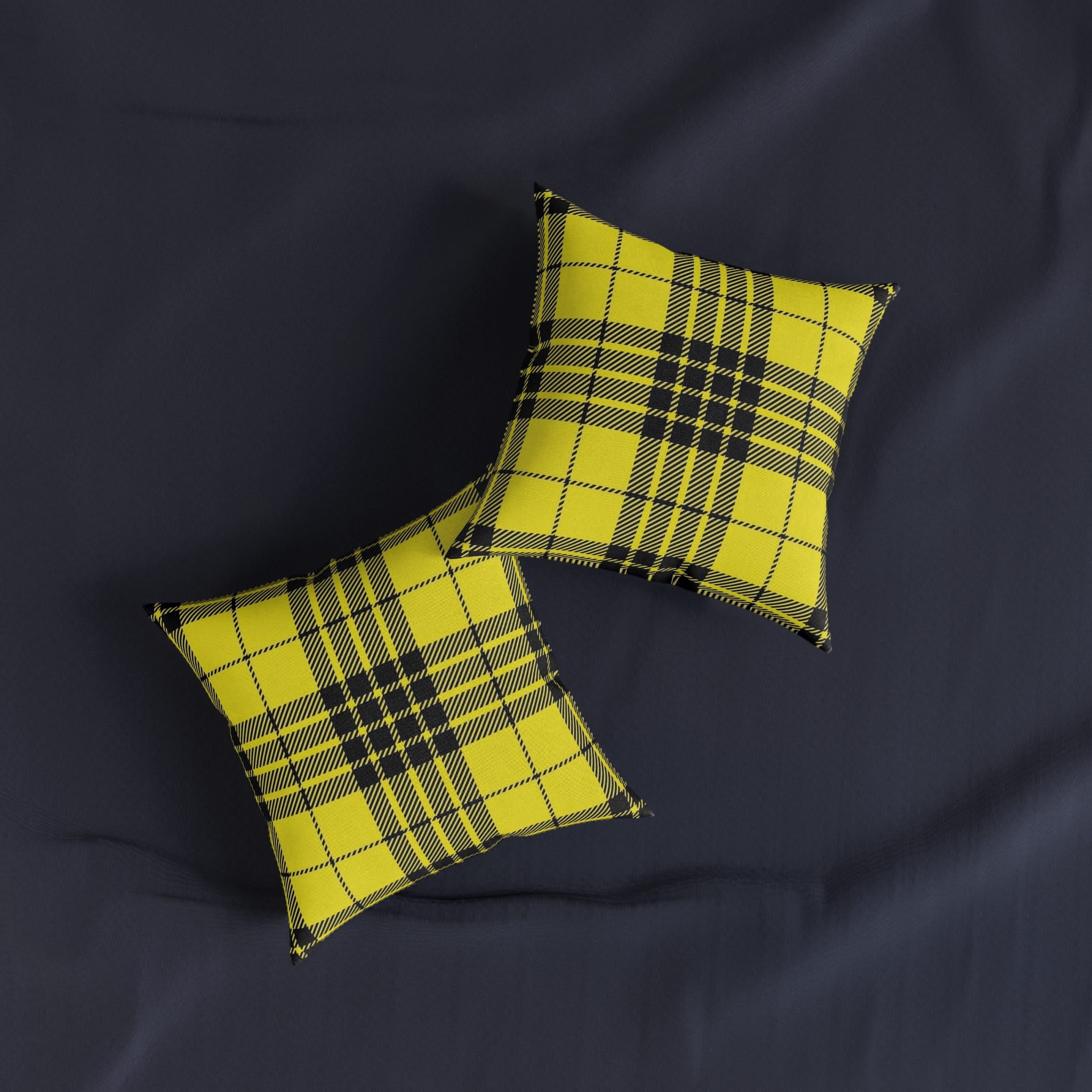 Yellow Black Plaid Square Pillow - Image 7